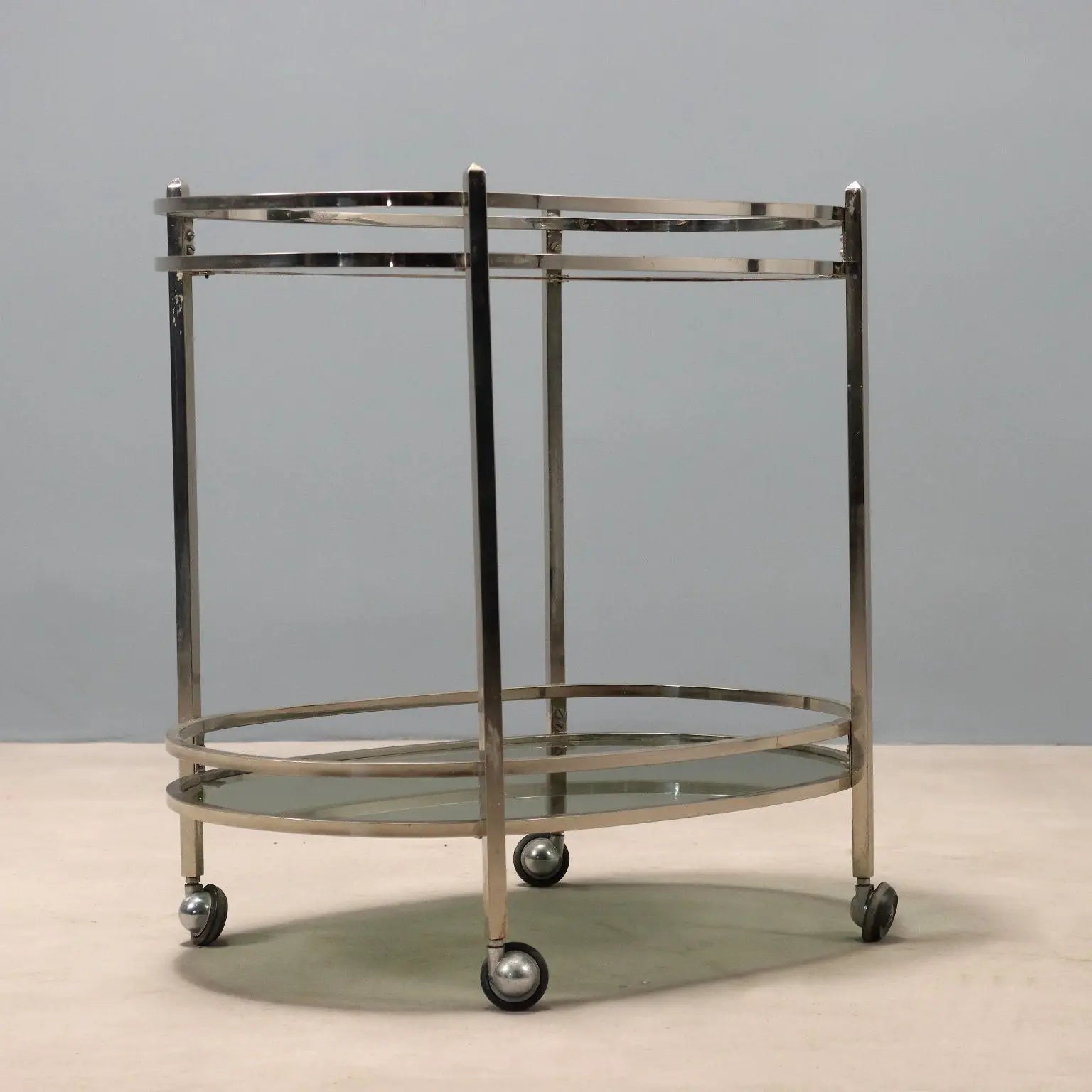 Vintage Kitchen Trolley Double Top Metal Glass Italy 1970s | Modernism | Complements