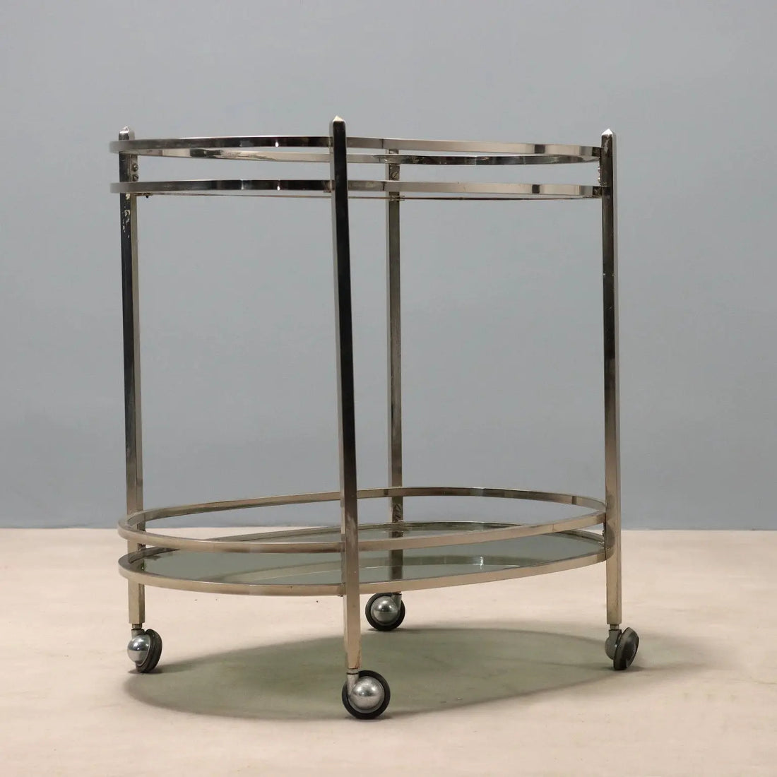 Vintage Kitchen Trolley Double Top Metal Glass Italy 1970s | Modernism | Complements