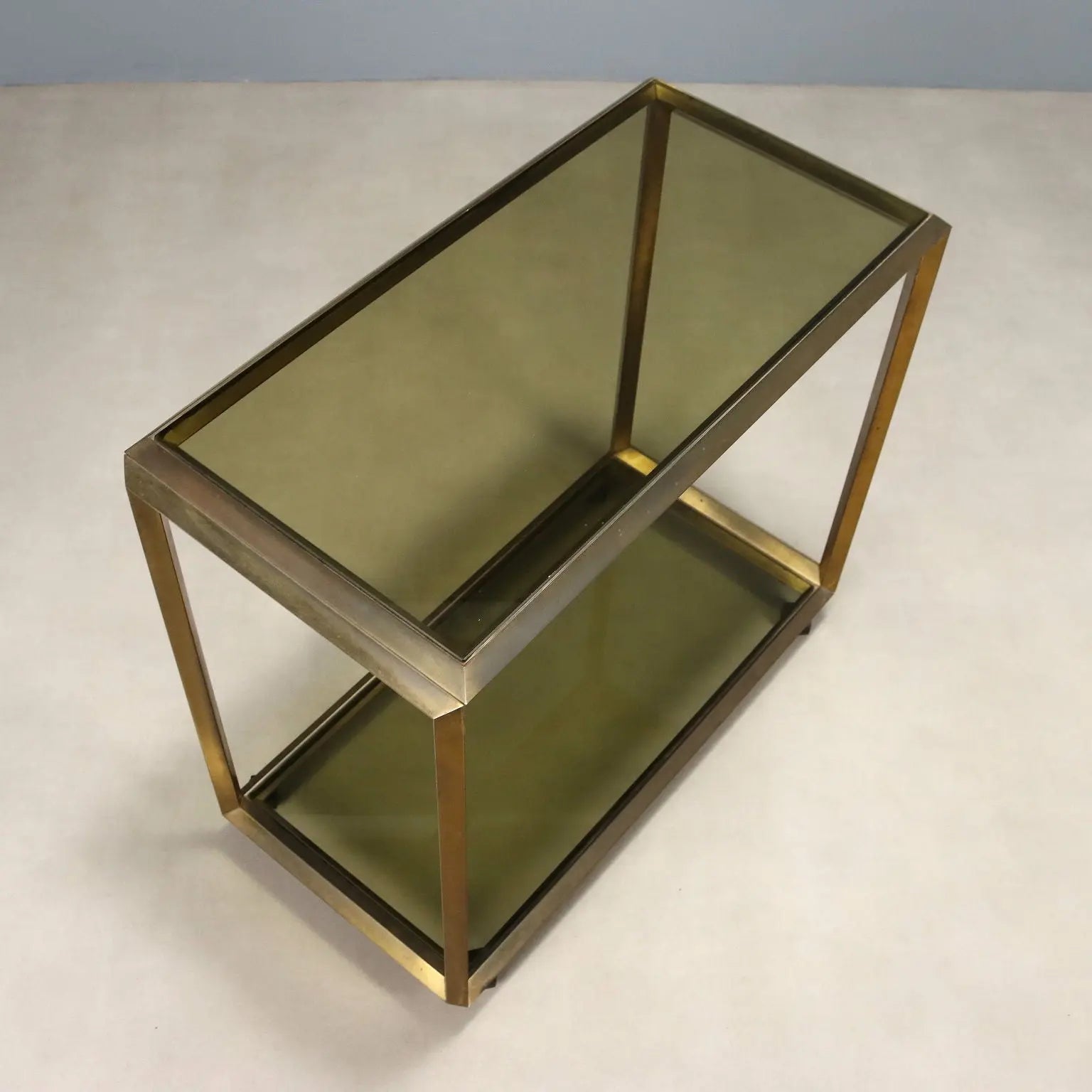 Vintage Kitchen Cart Double Top Metal Glass Design 1970s