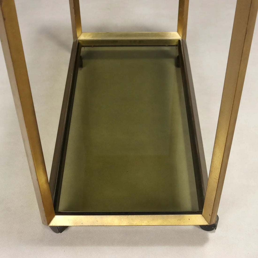 Vintage Kitchen Cart Double Top Metal Glass Design 1970s