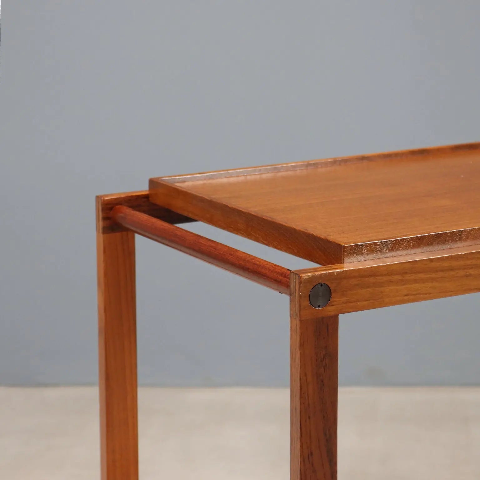Vintage Kitchen Trolley Teak Double Top Design Italy 1960s