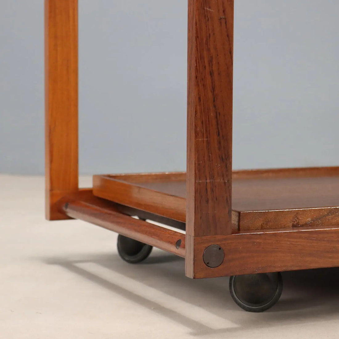 Vintage Kitchen Trolley Teak Double Top Design Italy 1960s