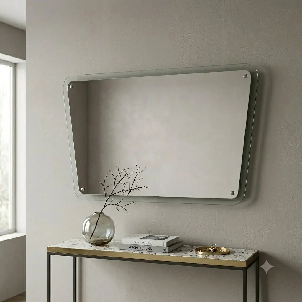 Vintage Wall Mirror Glass Design Italy 1960s