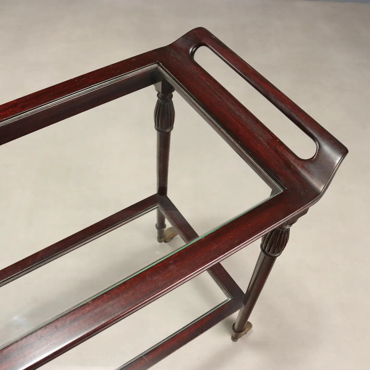 Vintage Kitchen Trolley Mahogany Glass Design Italy 1960s
