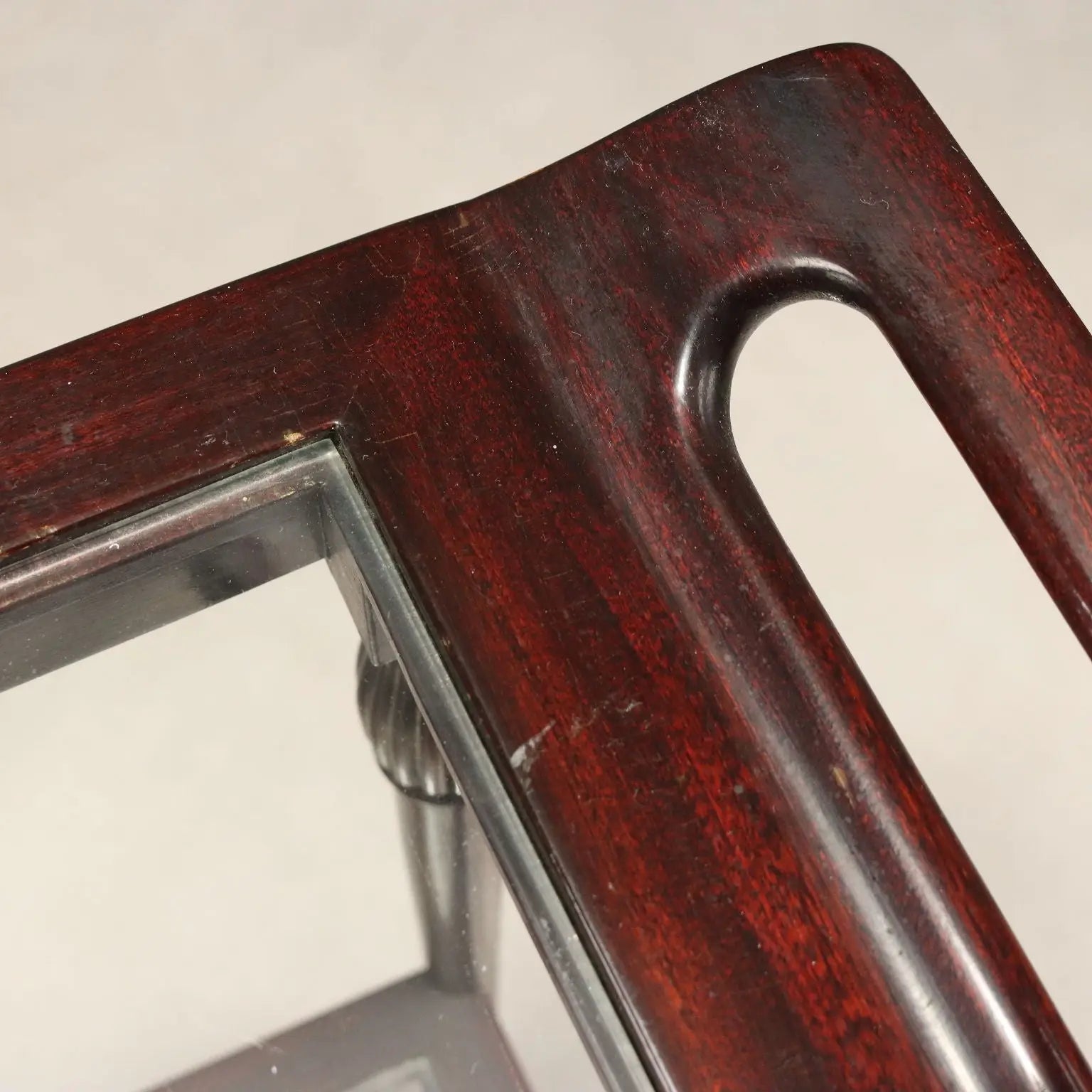 Vintage Kitchen Trolley Mahogany Glass Design Italy 1960s