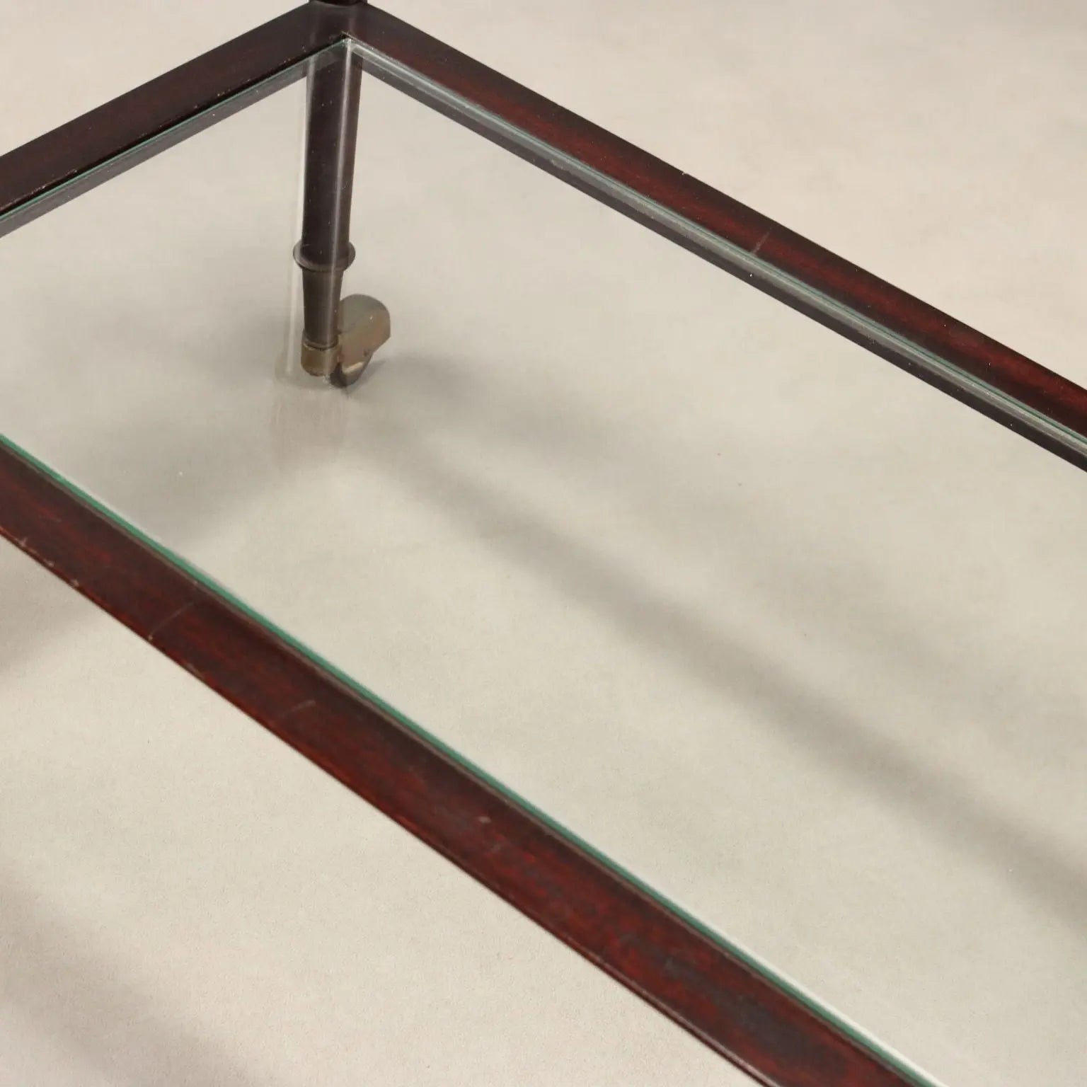 Vintage Kitchen Trolley Mahogany Glass Design Italy 1960s