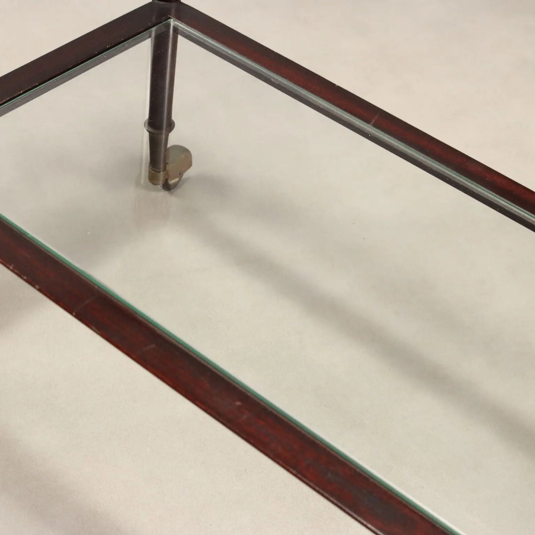 Vintage Kitchen Trolley Mahogany Glass Design Italy 1960s