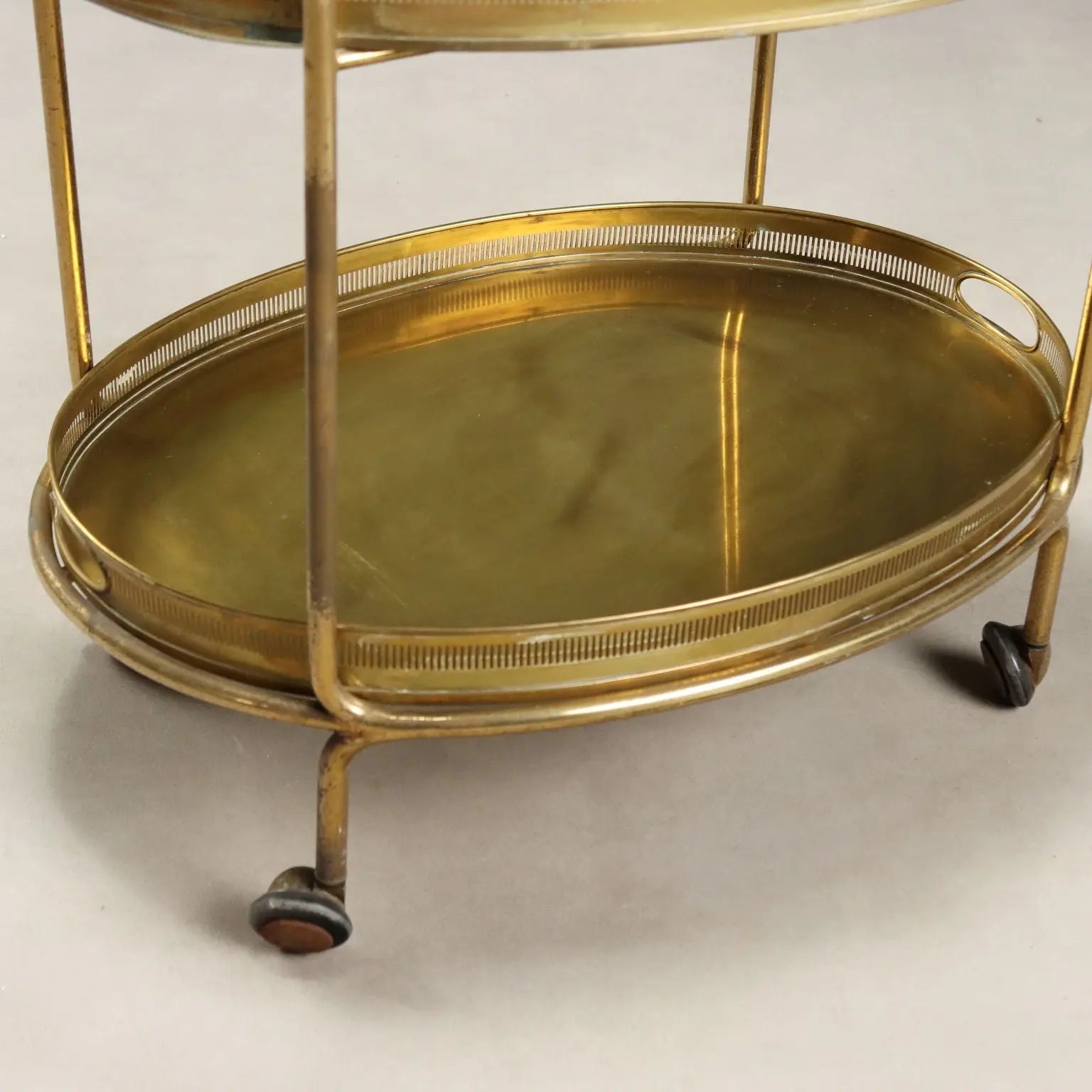 Vintage Kitchen Trolley Double Top Brass Design 1950s