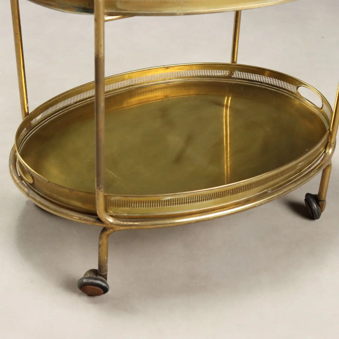 Vintage Kitchen Trolley Double Top Brass Design 1950s