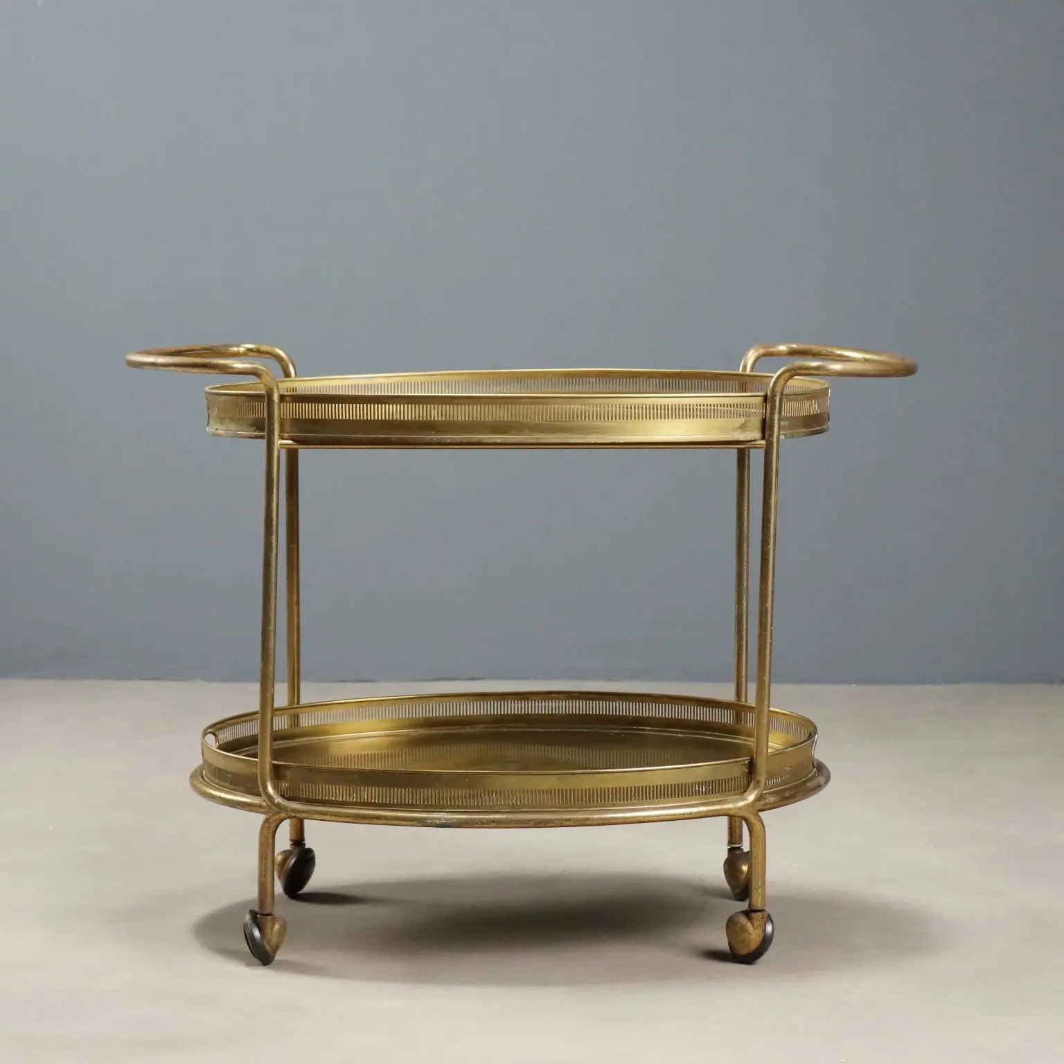 Vintage Kitchen Trolley Double Top Brass Design 1950s