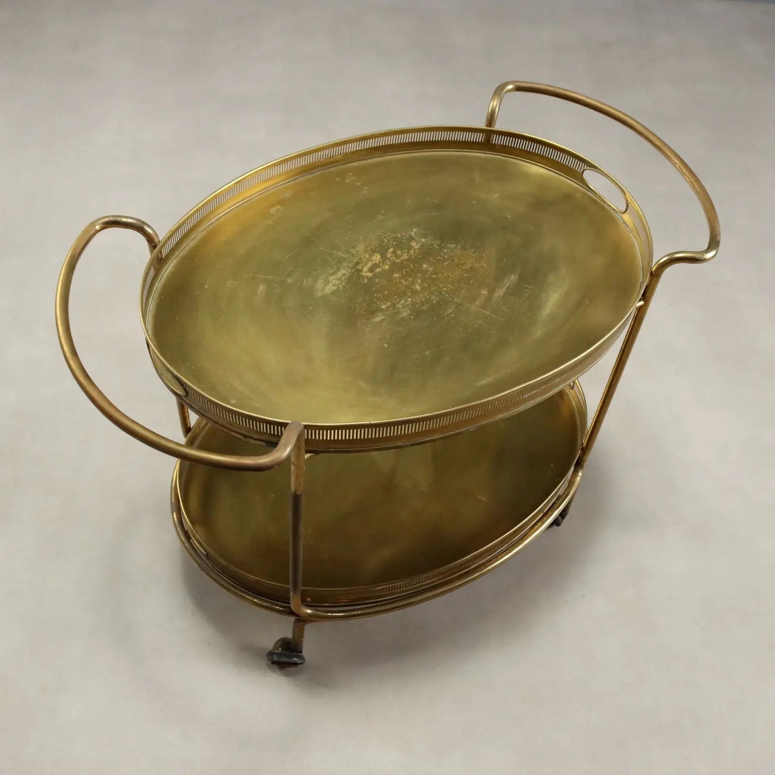 Vintage Kitchen Trolley Double Top Brass Design 1950s