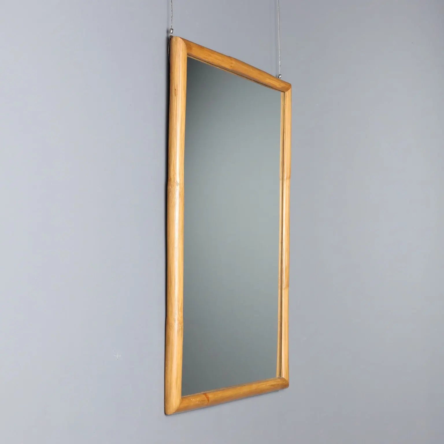 Vintage Mirror Bamboo Frame Design Italy 1980s