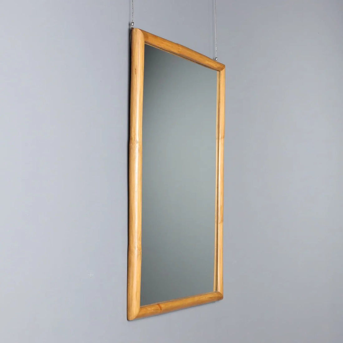Vintage Mirror Bamboo Frame Design Italy 1980s