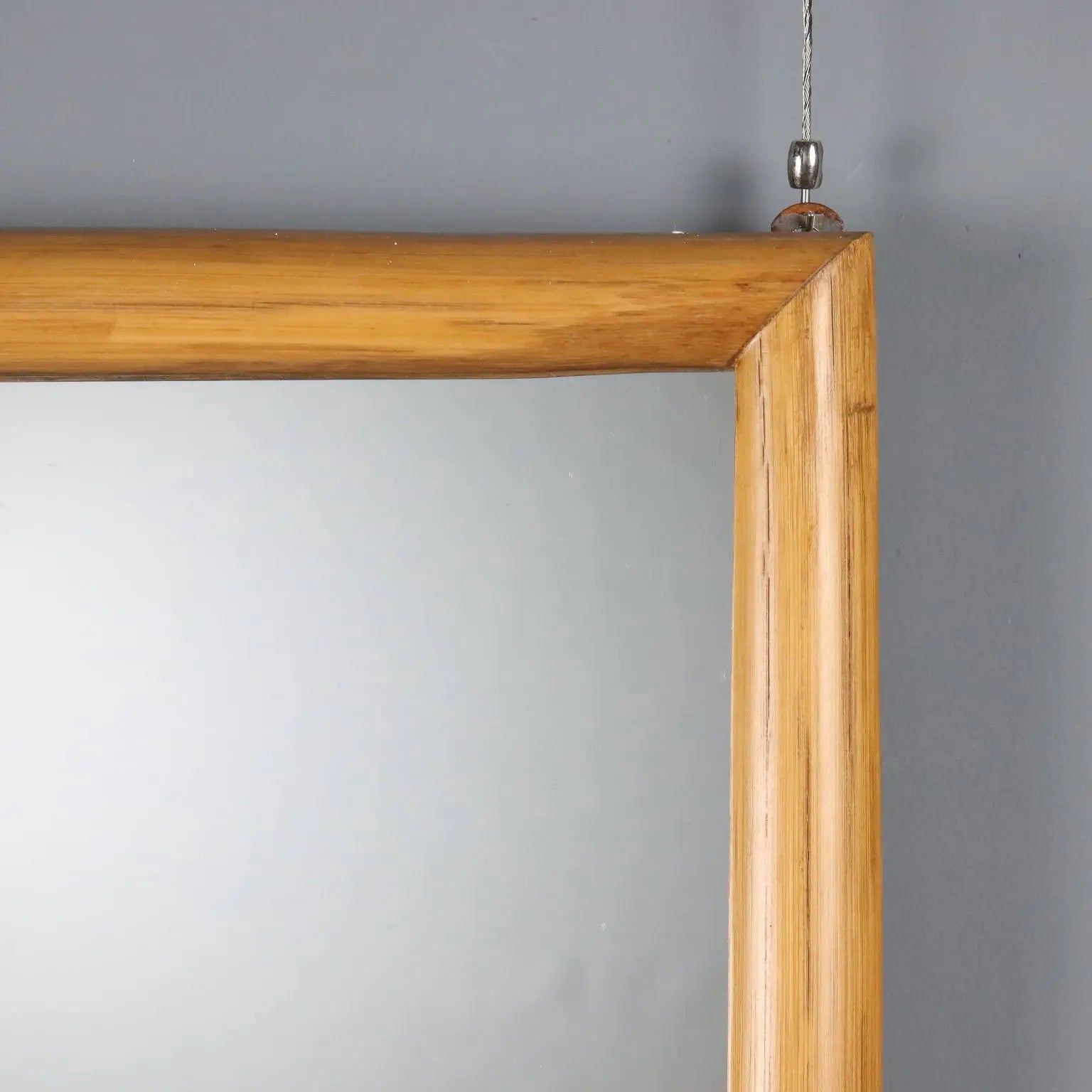 Vintage Mirror Bamboo Frame Design Italy 1980s