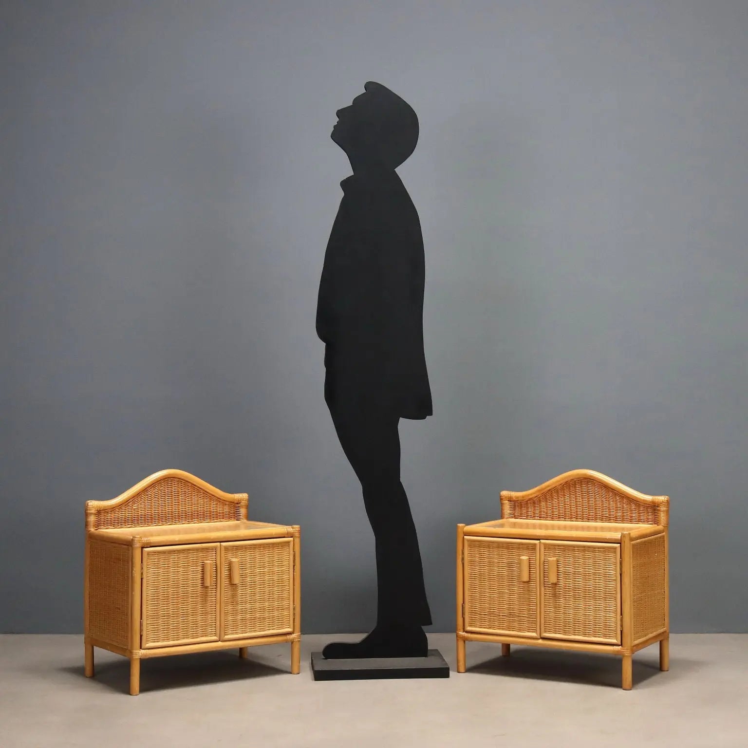 1980s Woven Wicker Nightstands