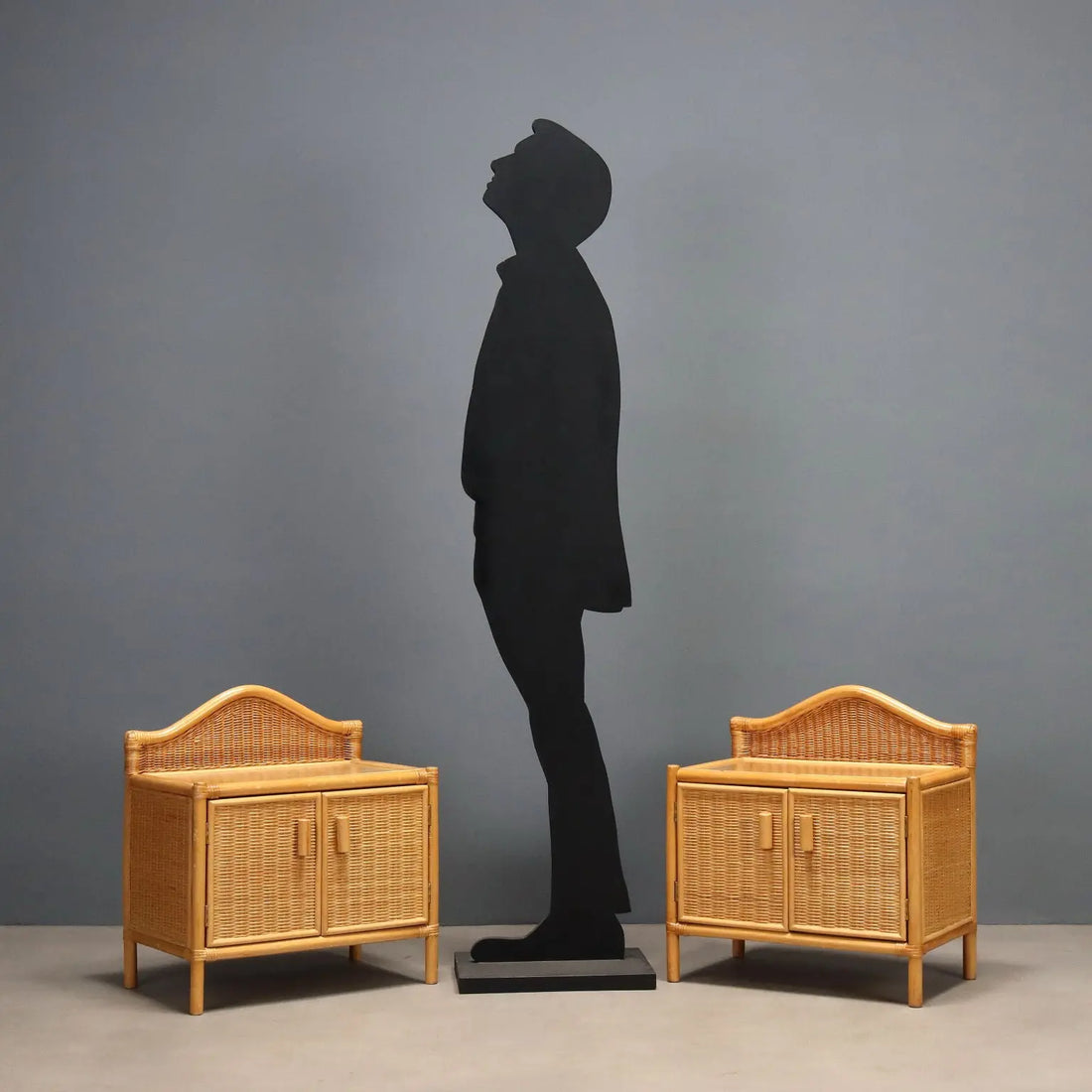 1980s Woven Wicker Nightstands