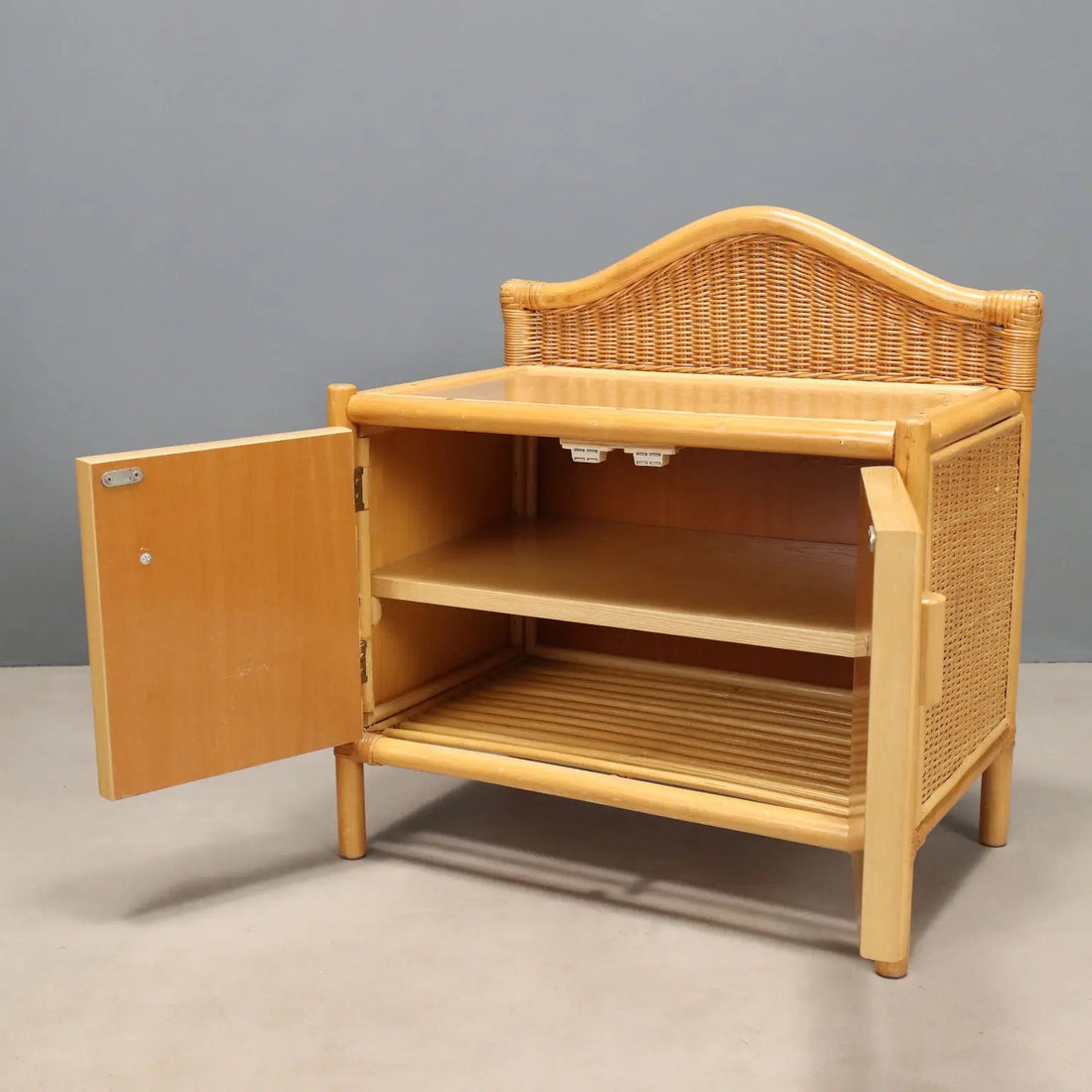 1980s Woven Wicker Nightstands