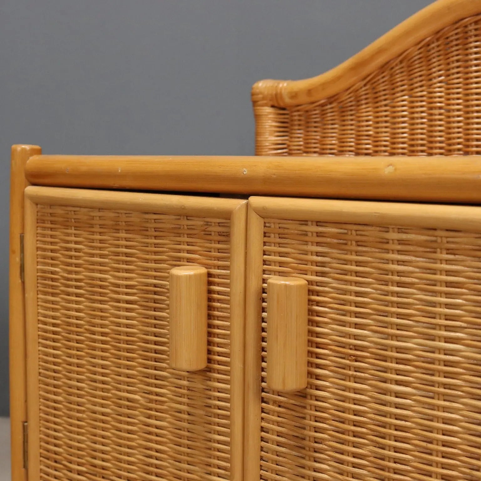 1980s Woven Wicker Nightstands