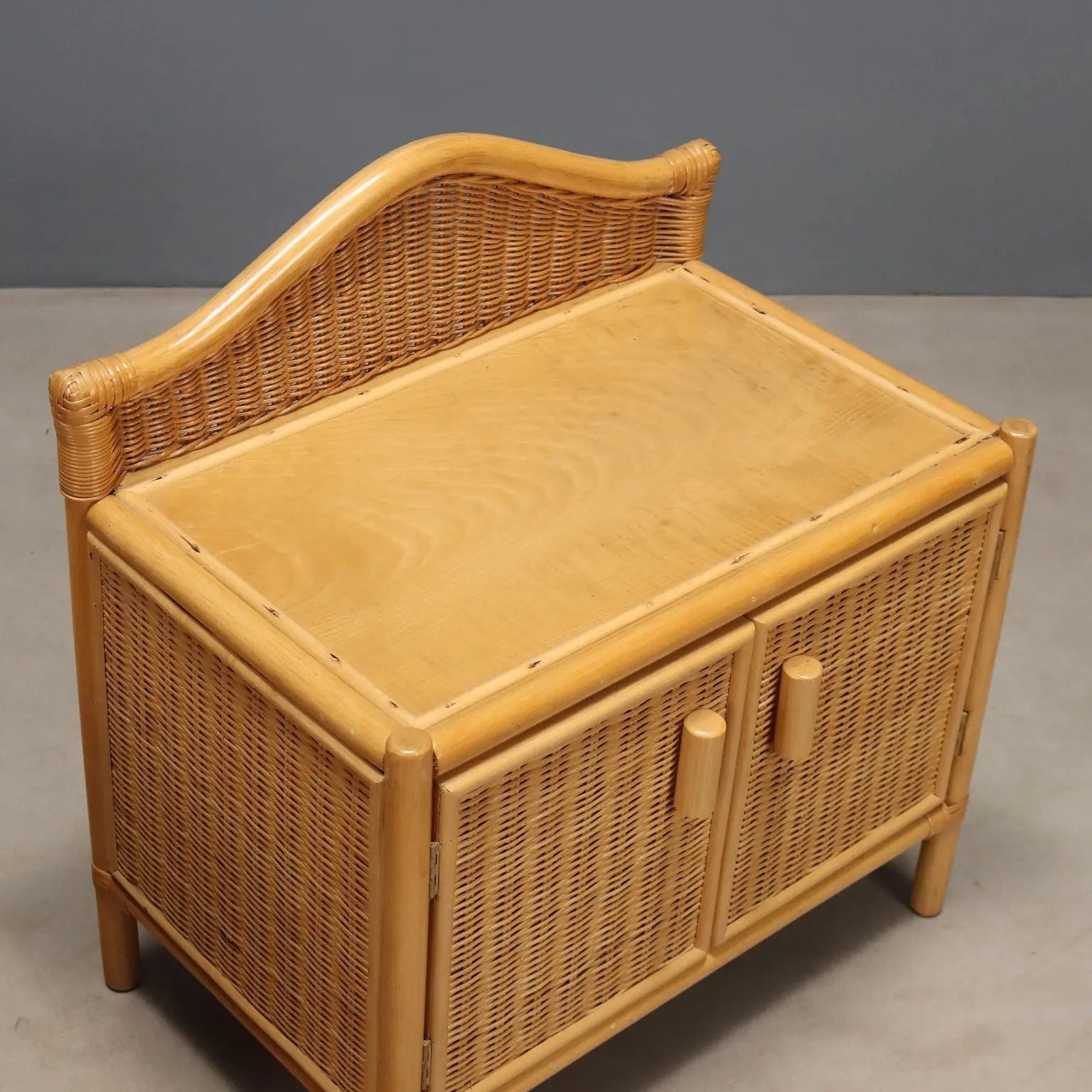 1980s Woven Wicker Nightstands