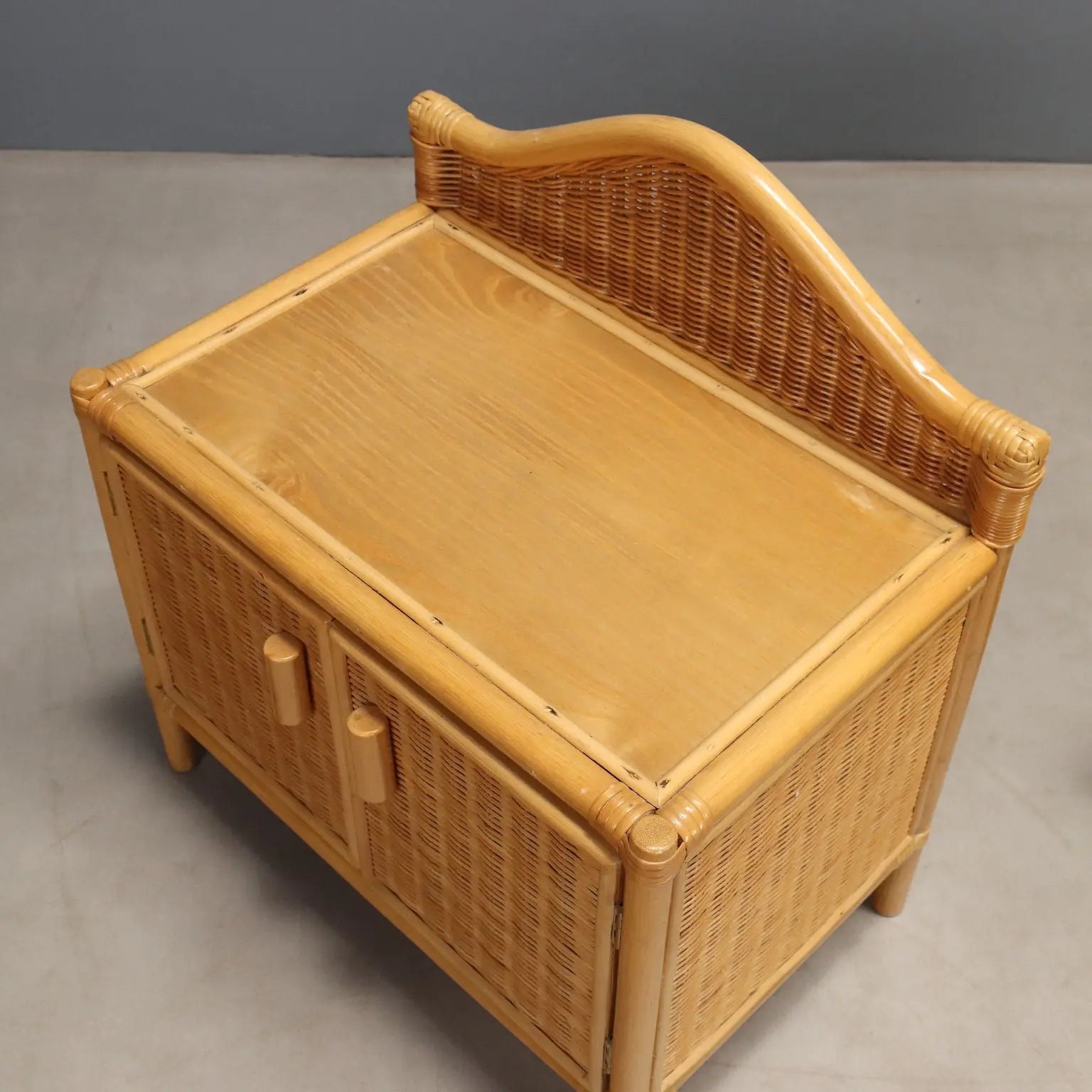 1980s Woven Wicker Nightstands