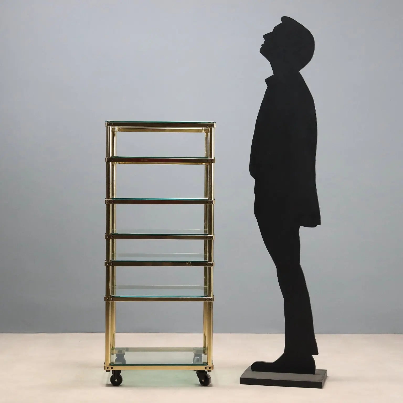 Vintage Display Cabinet Metal Glass Brass Design Italy 1980s