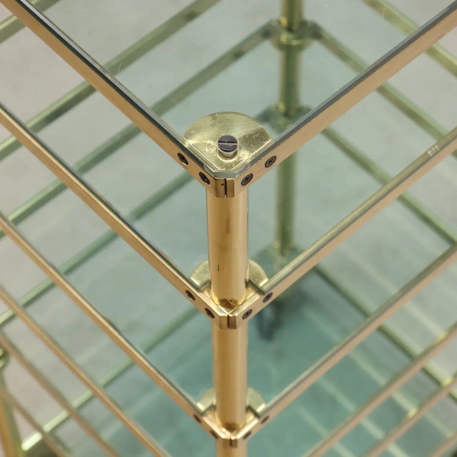Vintage Display Cabinet Metal Glass Brass Design Italy 1980s