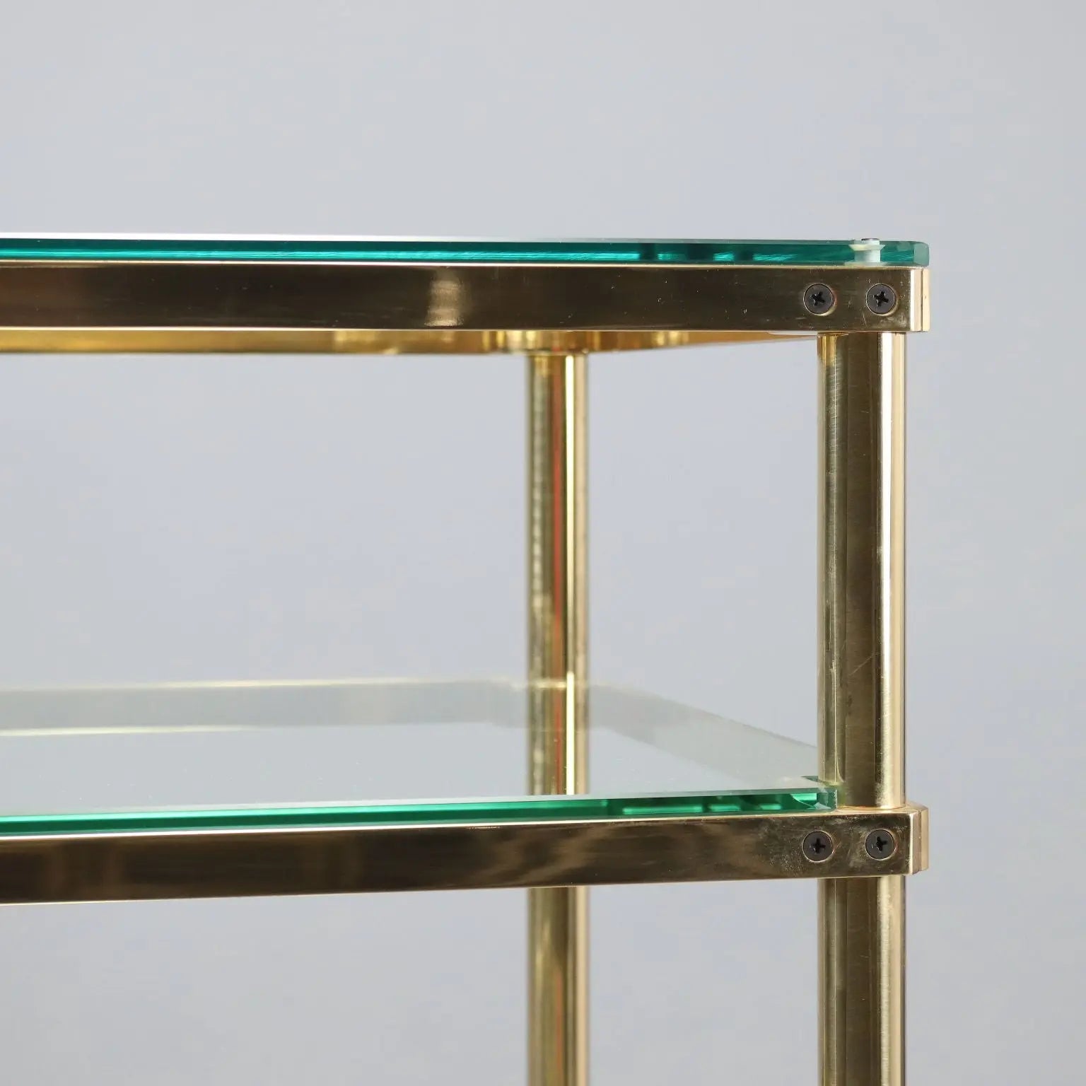 Vintage Display Cabinet Metal Glass Brass Design Italy 1980s