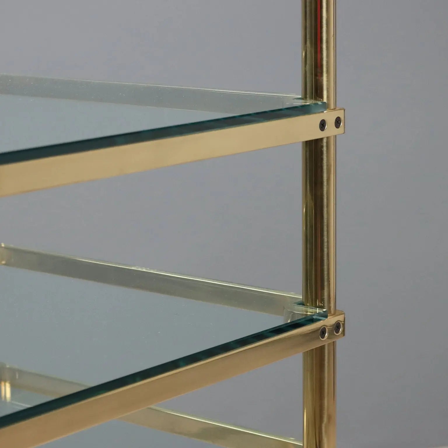 Vintage Display Cabinet Metal Glass Brass Design Italy 1980s