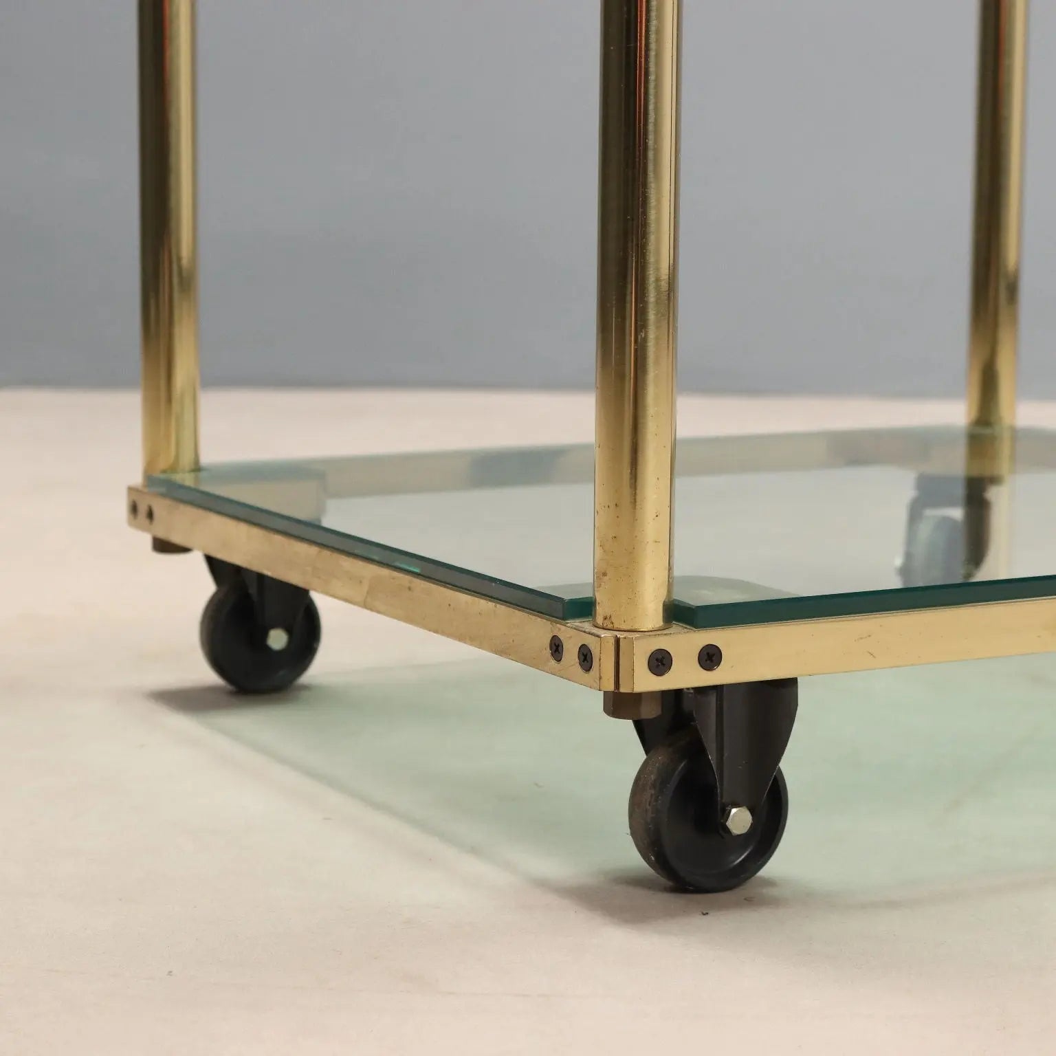 Vintage Display Cabinet Metal Glass Brass Design Italy 1980s