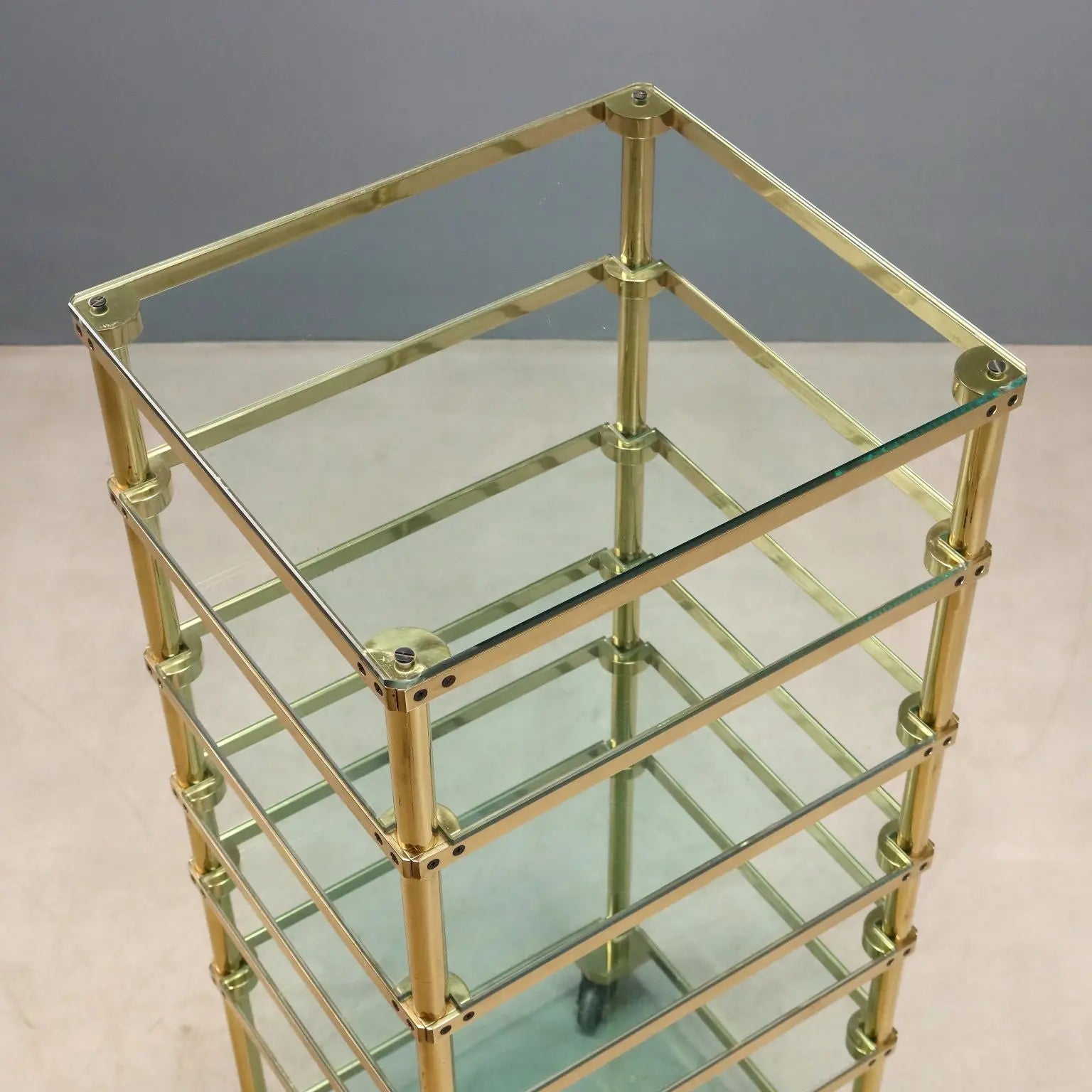 Vintage Display Cabinet Metal Glass Brass Design Italy 1980s