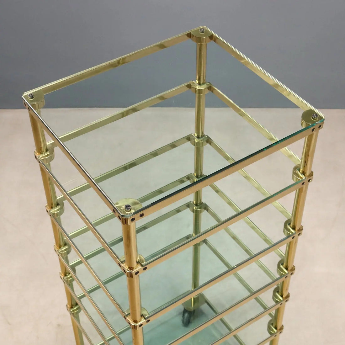 Vintage Display Cabinet Metal Glass Brass Design Italy 1980s