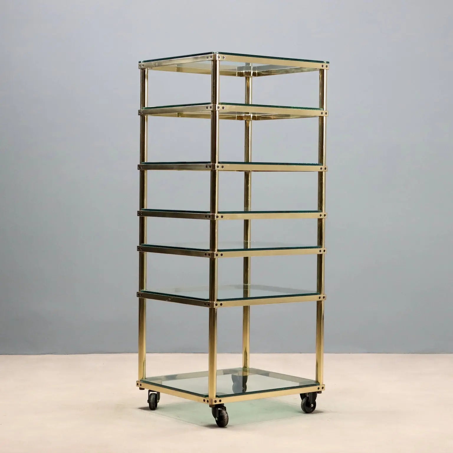 Vintage Display Cabinet Metal Glass Brass Design Italy 1980s