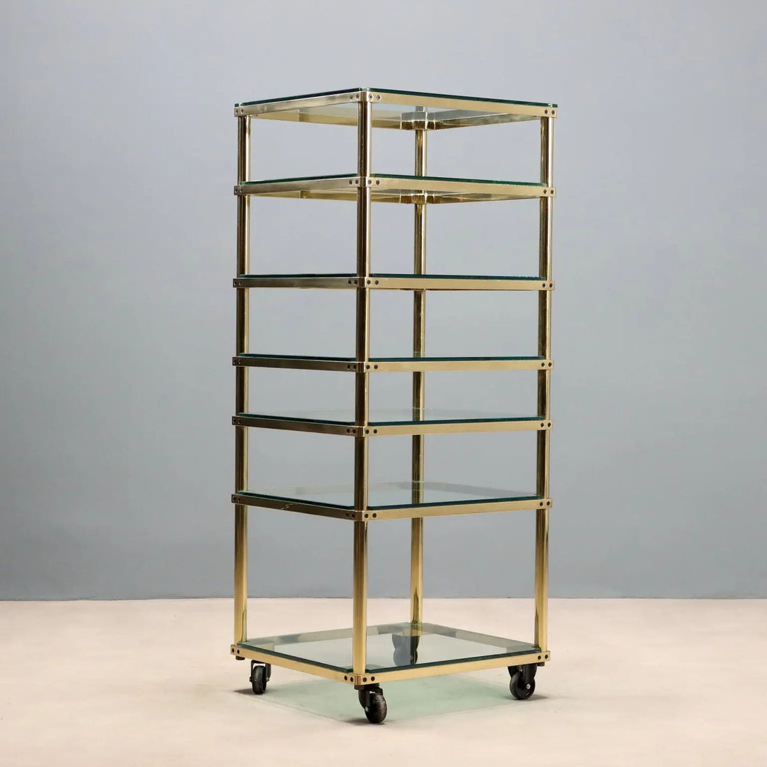 Vintage Display Cabinet Metal Glass Brass Design Italy 1980s