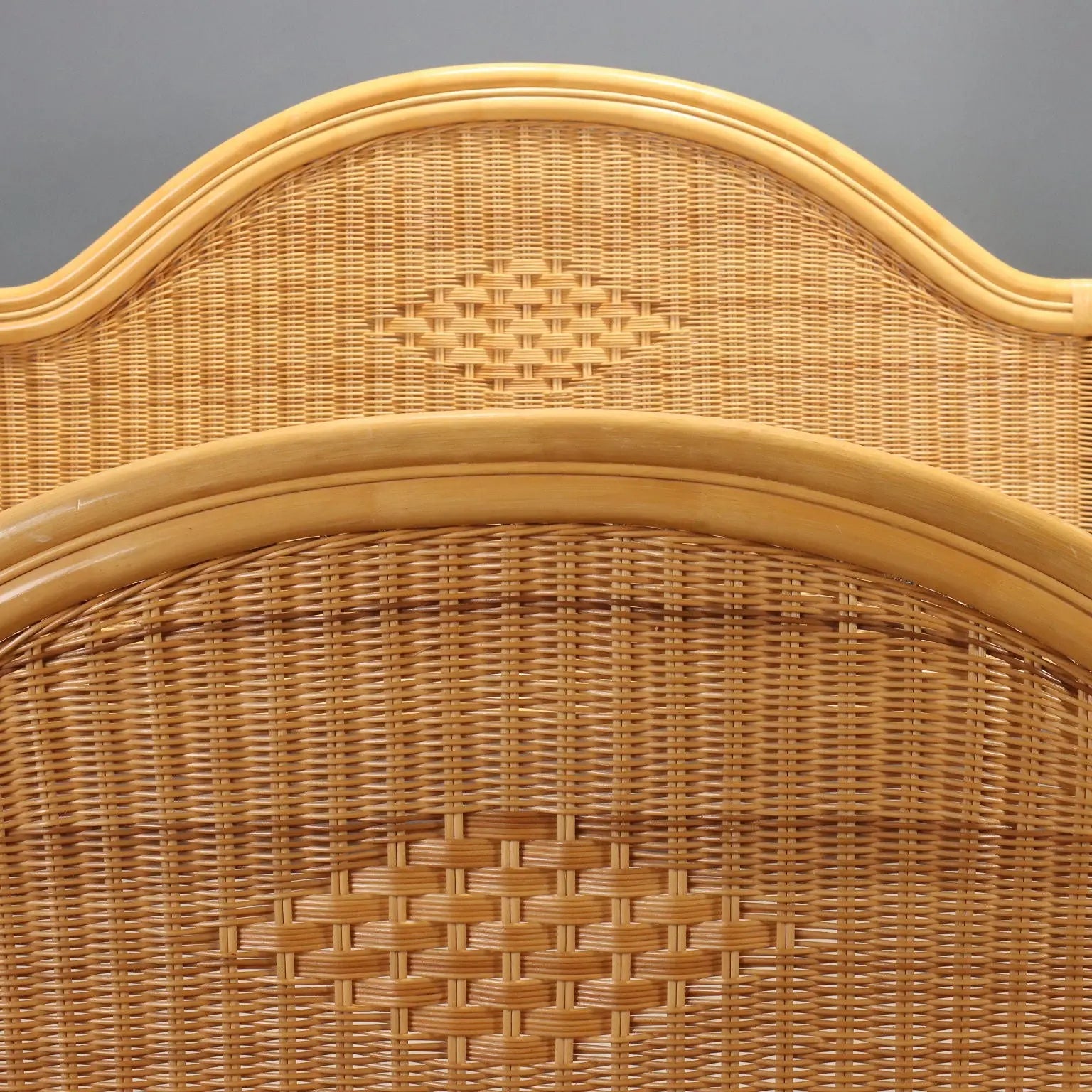 Vintage Double Bed Wicker Bamboo Design Italy 1980s