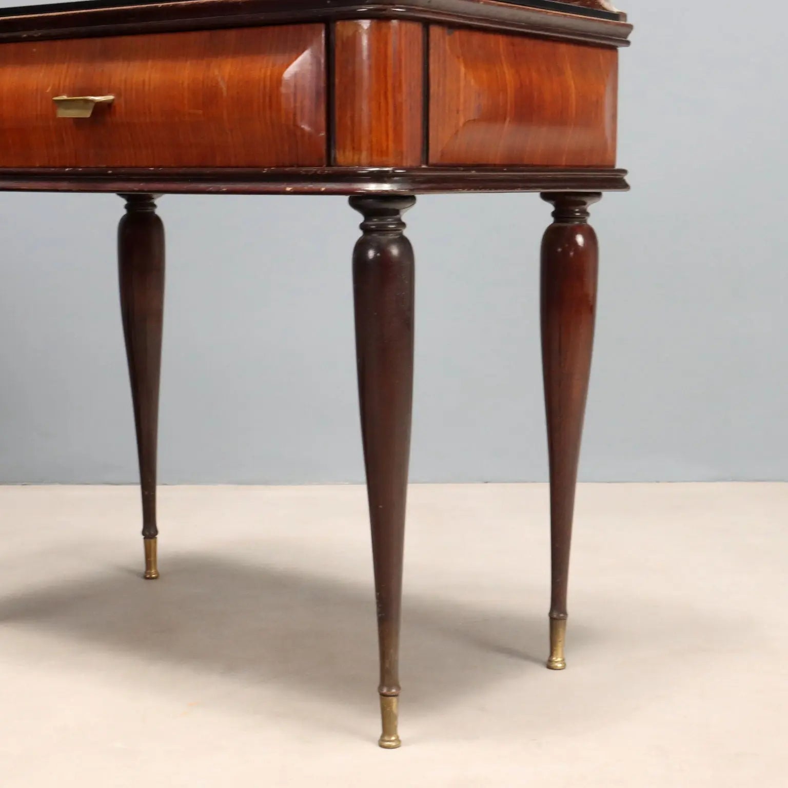 Vintage Nightstands Exotic Wood Veneer Glass Italy XX Century