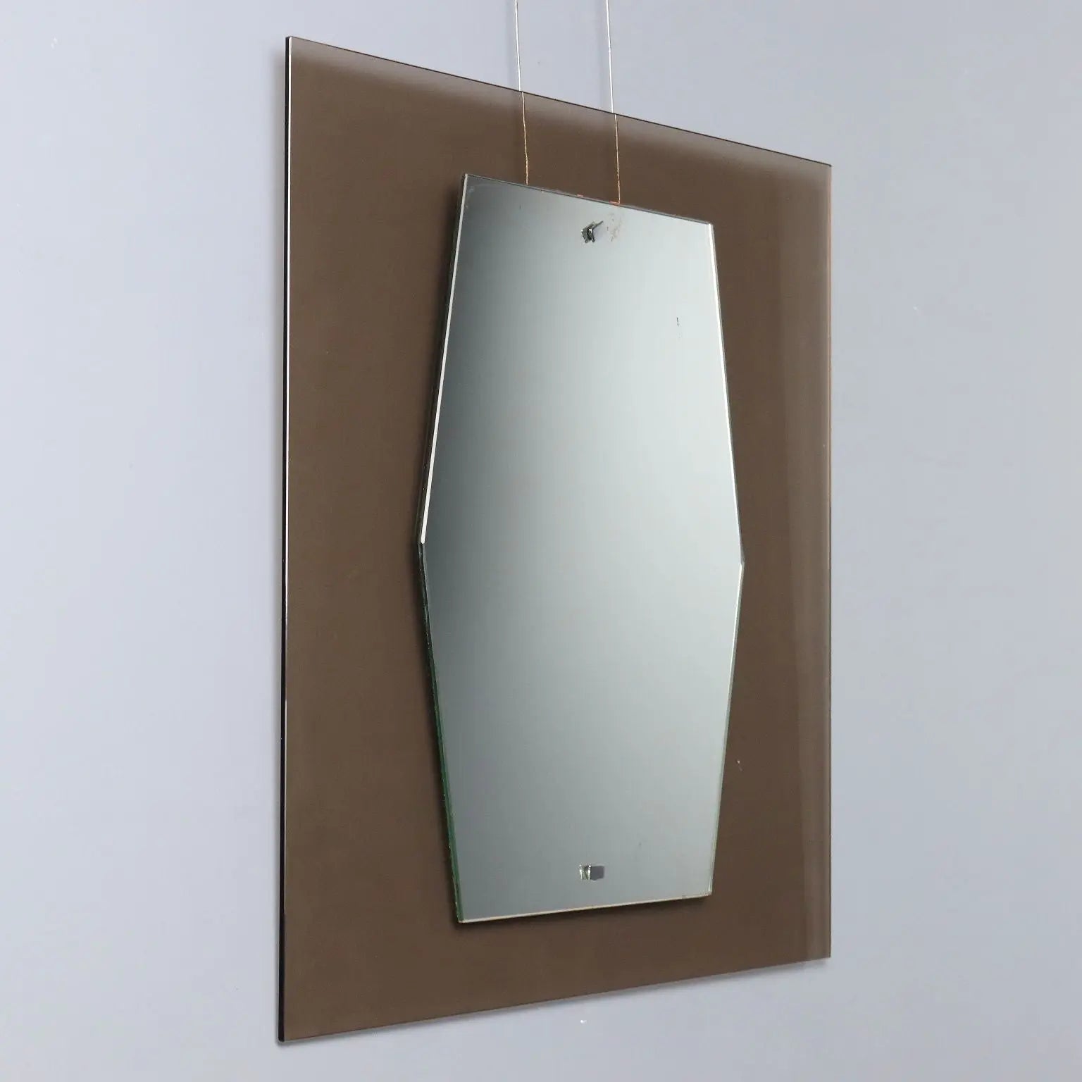 Vintage Mirror Smoked Glass Design Italy 1960s