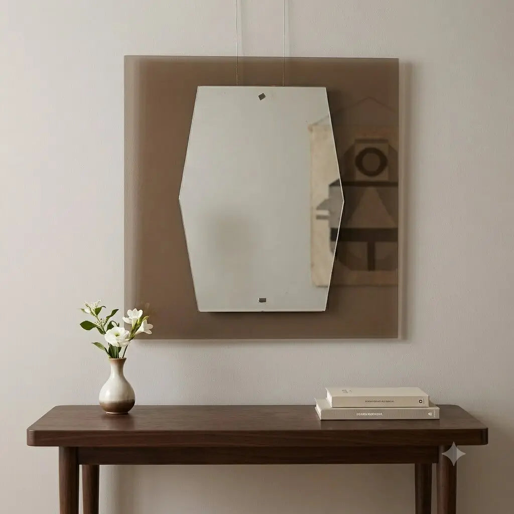 Vintage Mirror Smoked Glass Design Italy 1960s