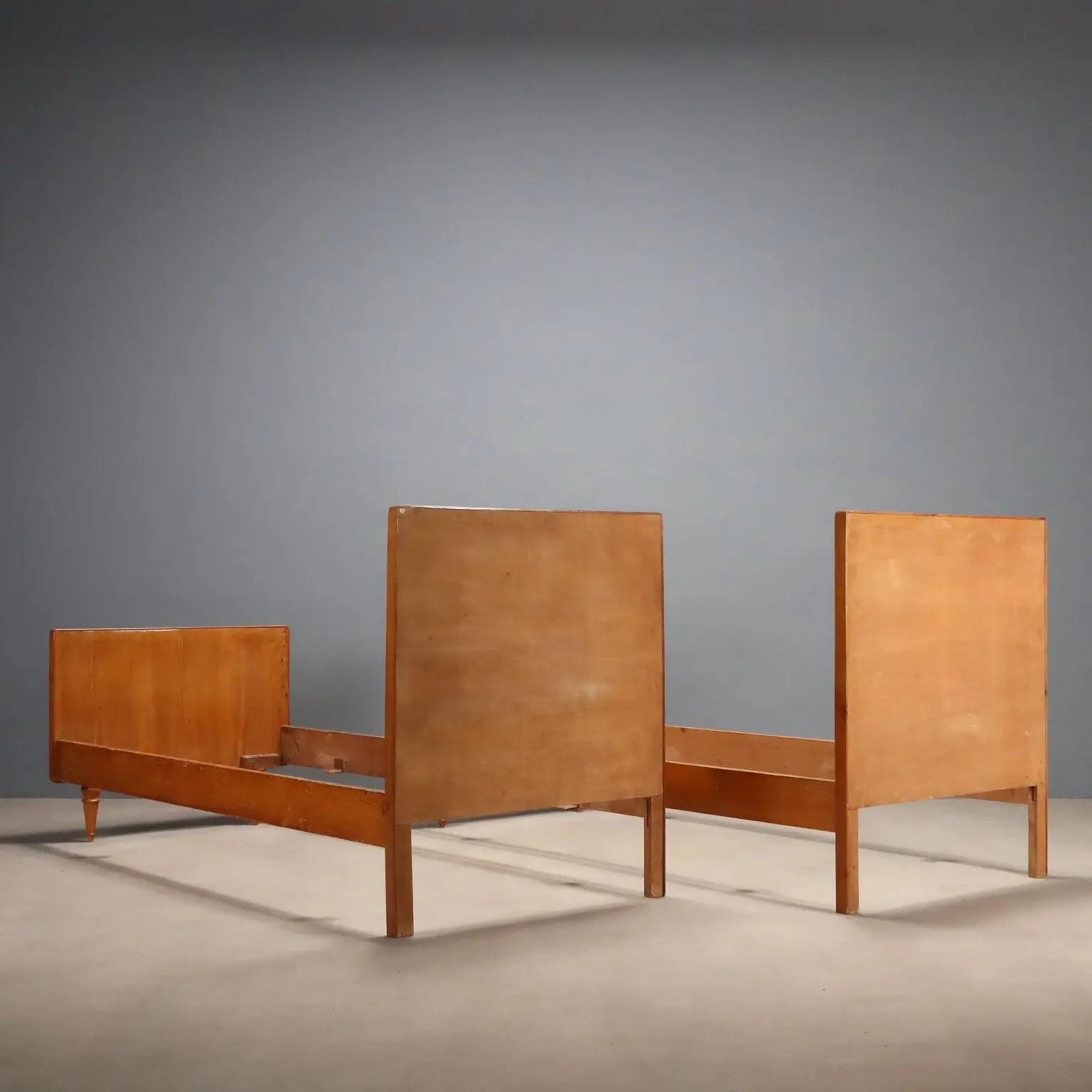 Vintage Beds Wood Leatherette Design Italy 1960s