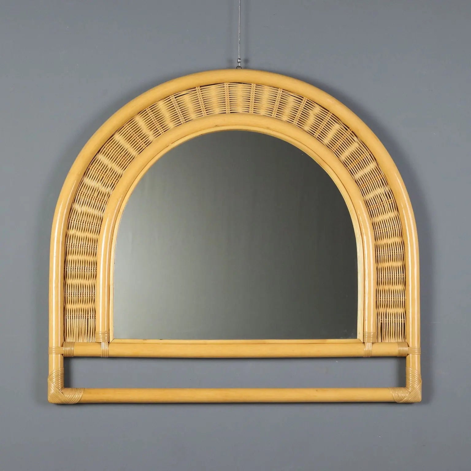 Vintage Wall Mirror Bamboo Design Italy 1980s