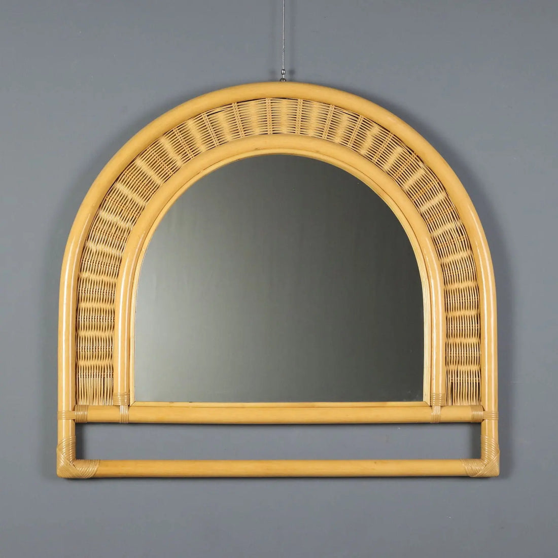Vintage Wall Mirror Bamboo Design Italy 1980s