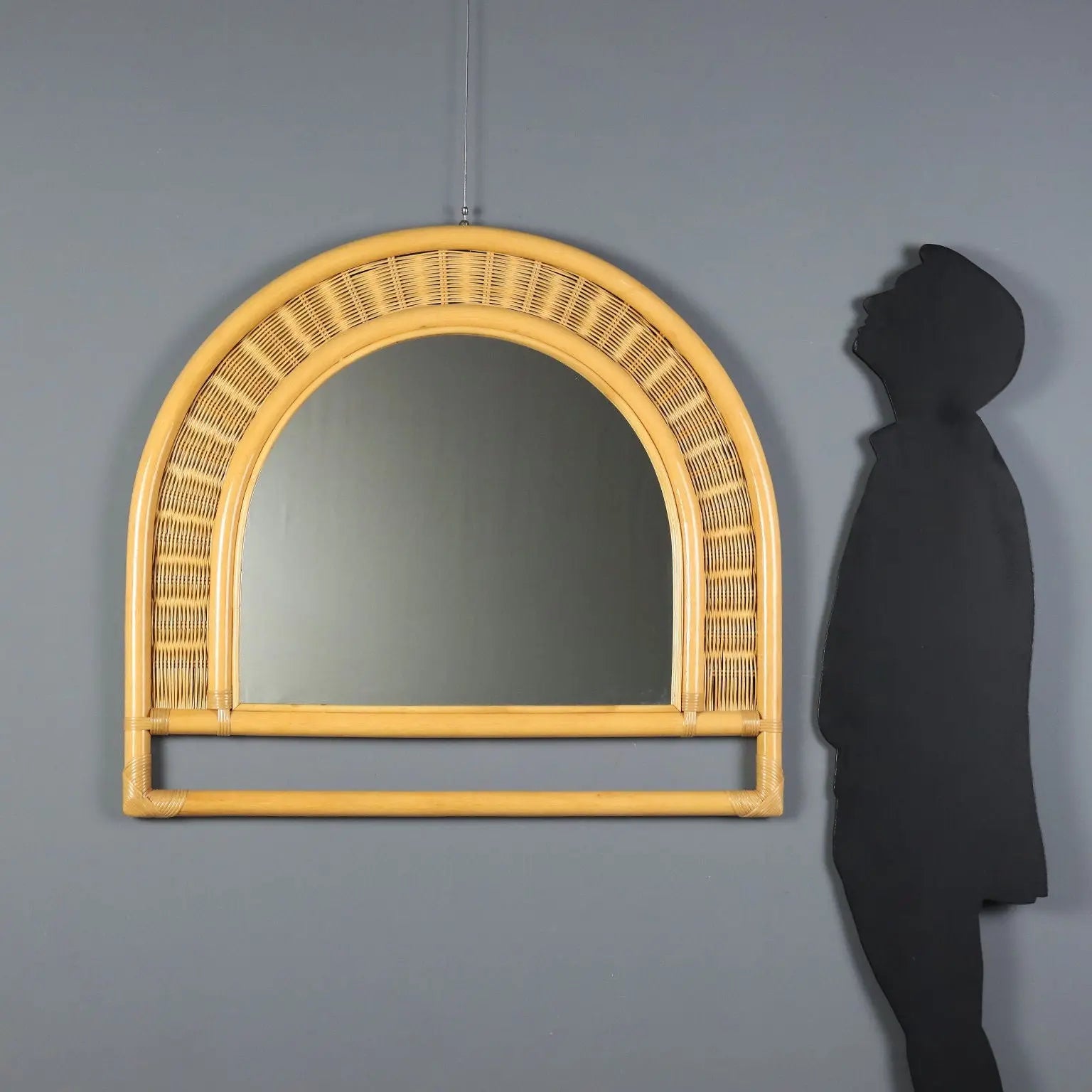 Vintage Wall Mirror Bamboo Design Italy 1980s