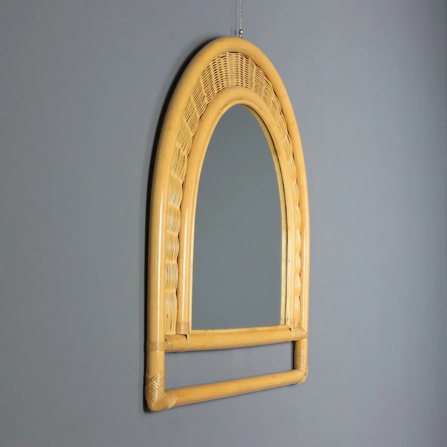 Vintage Wall Mirror Bamboo Design Italy 1980s
