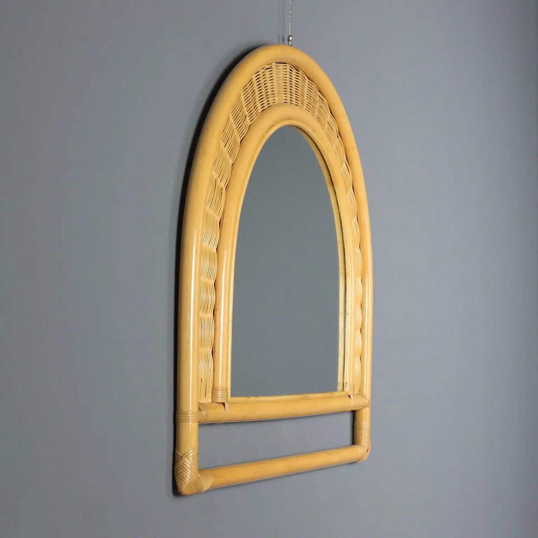 Vintage Wall Mirror Bamboo Design Italy 1980s