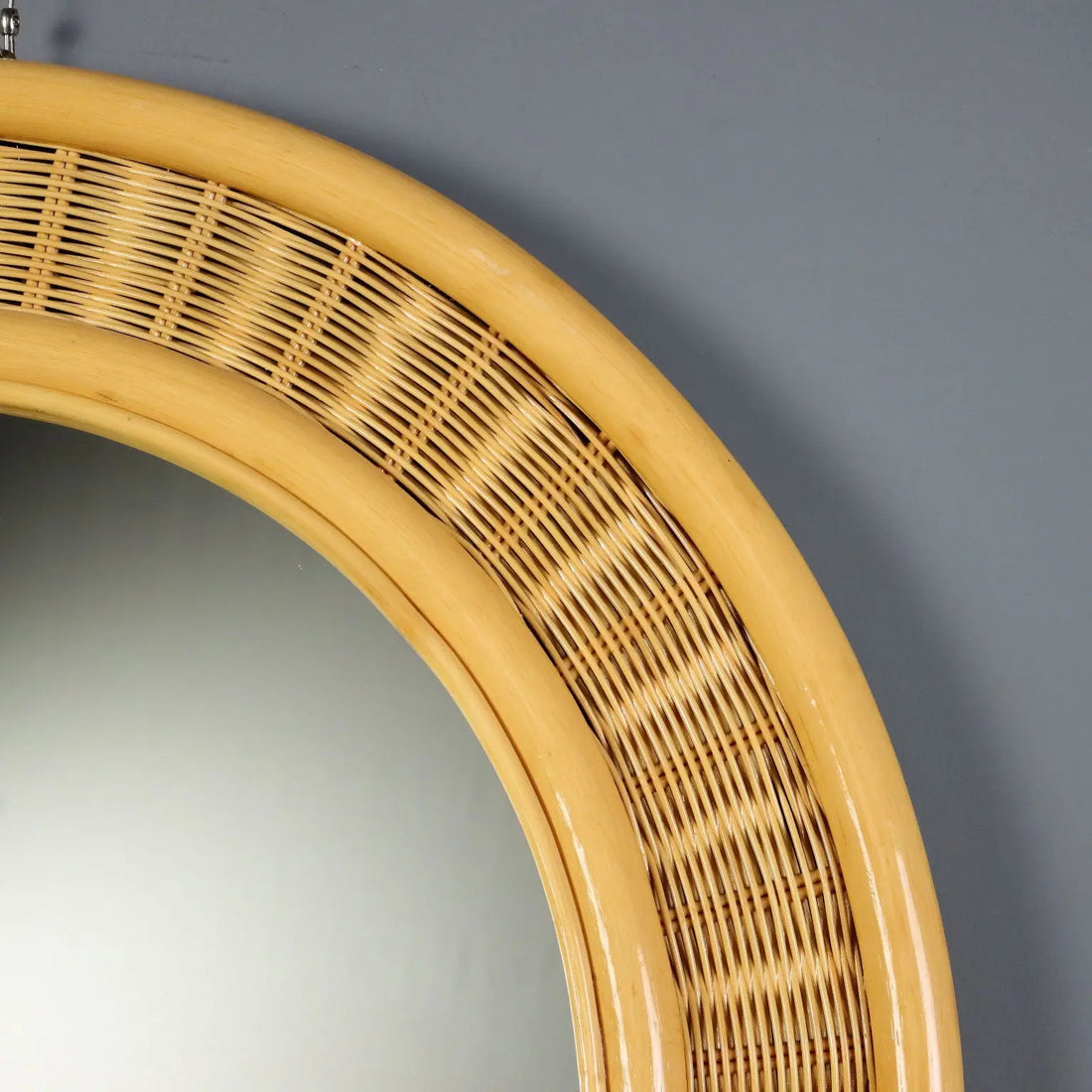 Vintage Wall Mirror Bamboo Design Italy 1980s