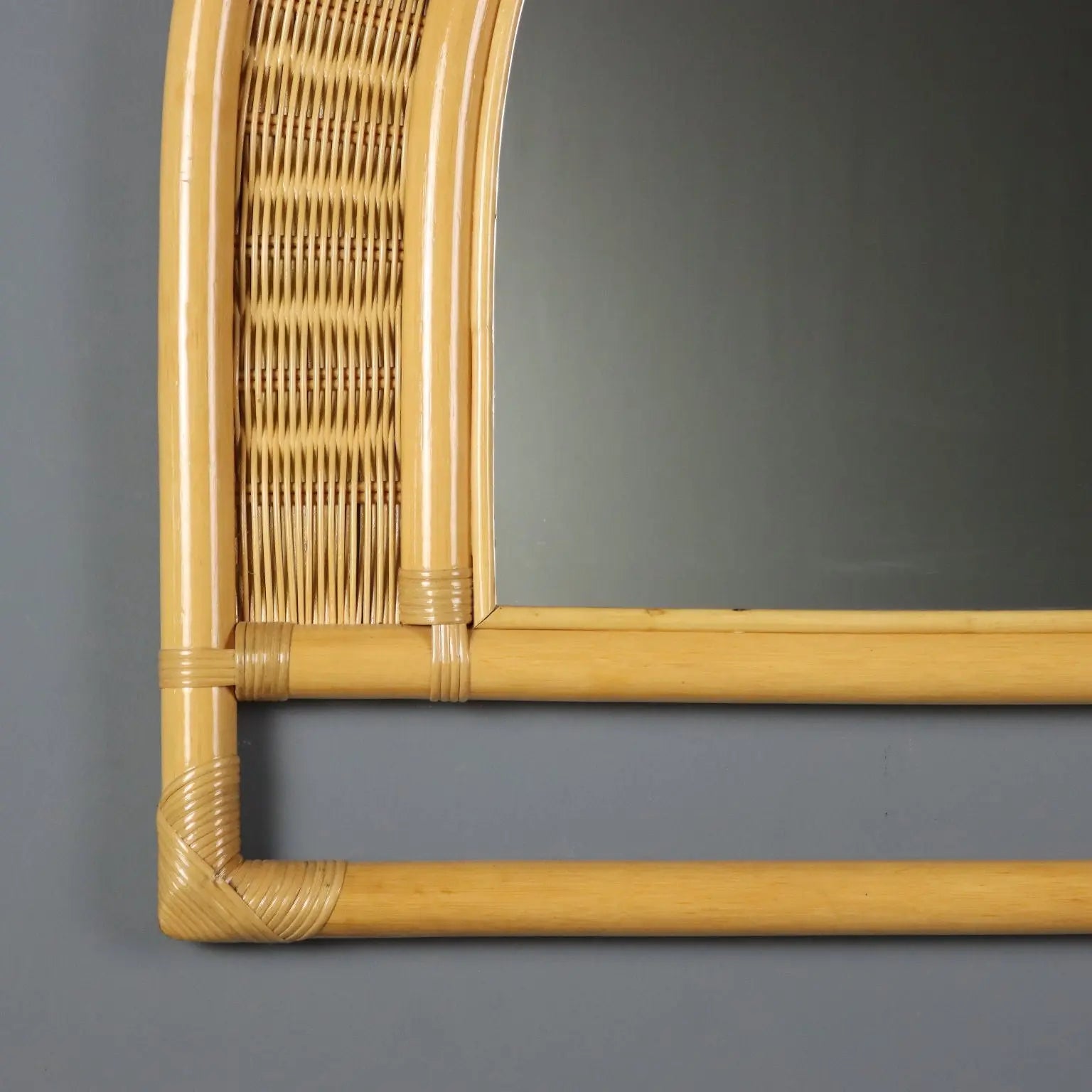 Vintage Wall Mirror Bamboo Design Italy 1980s
