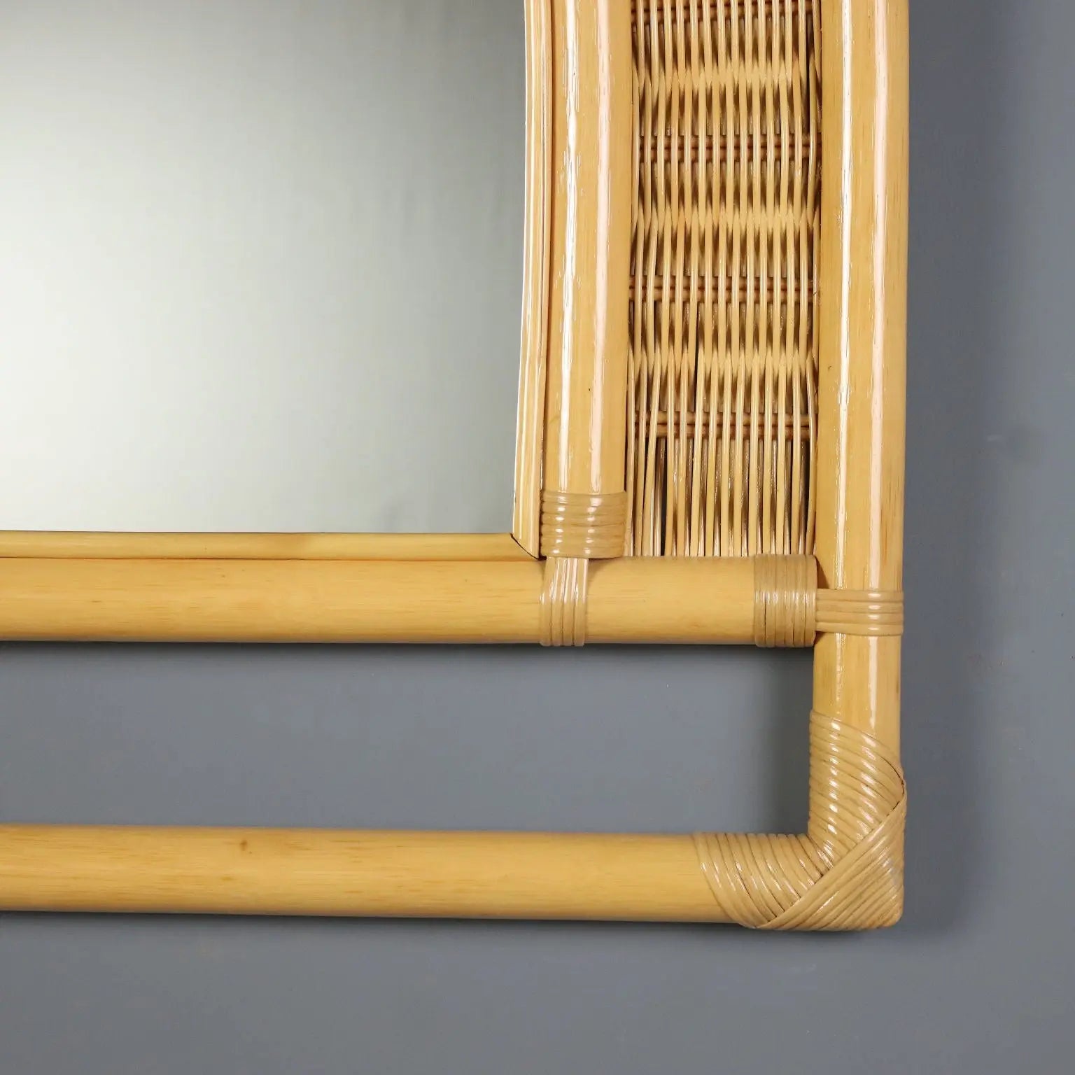 Vintage Wall Mirror Bamboo Design Italy 1980s