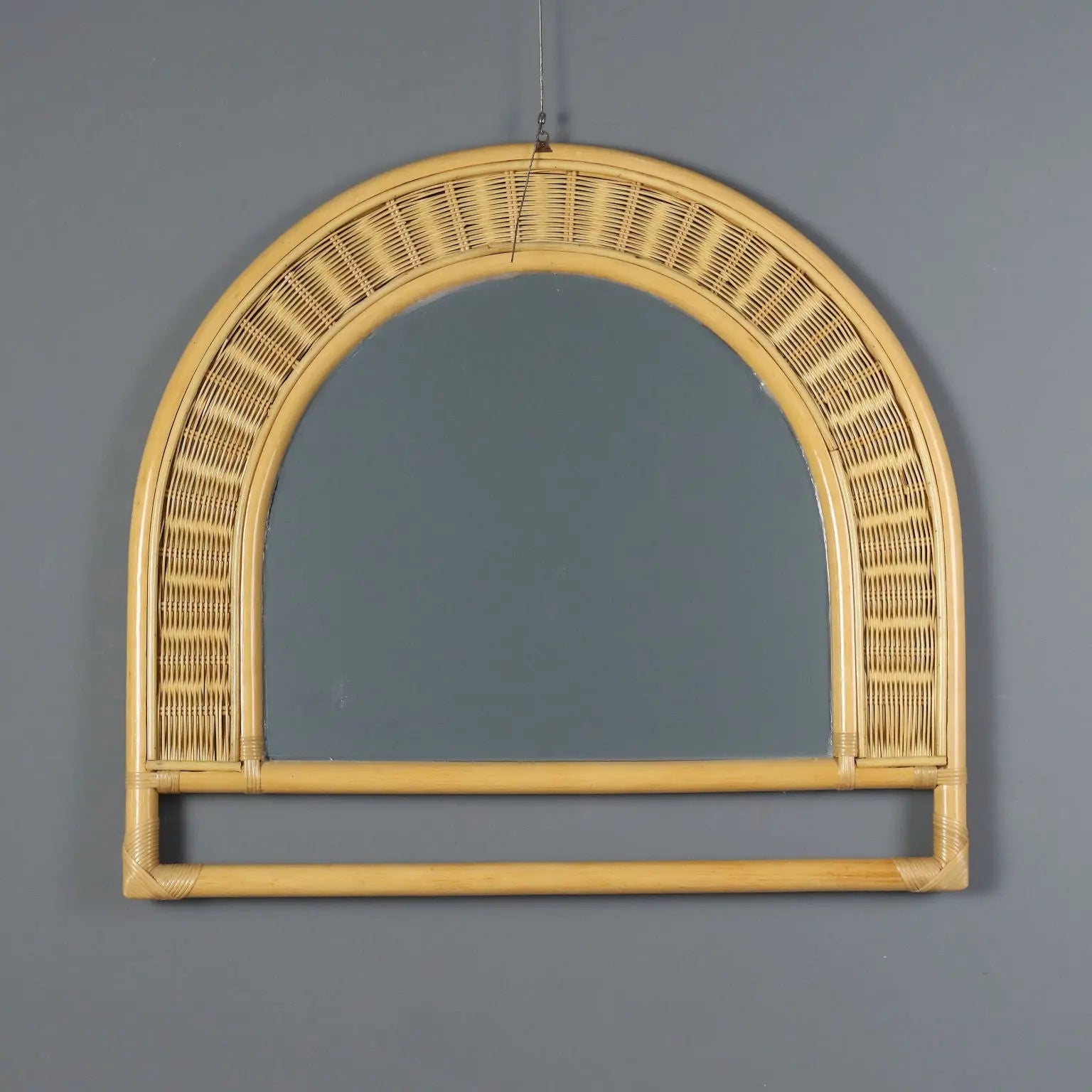 Vintage Wall Mirror Bamboo Design Italy 1980s