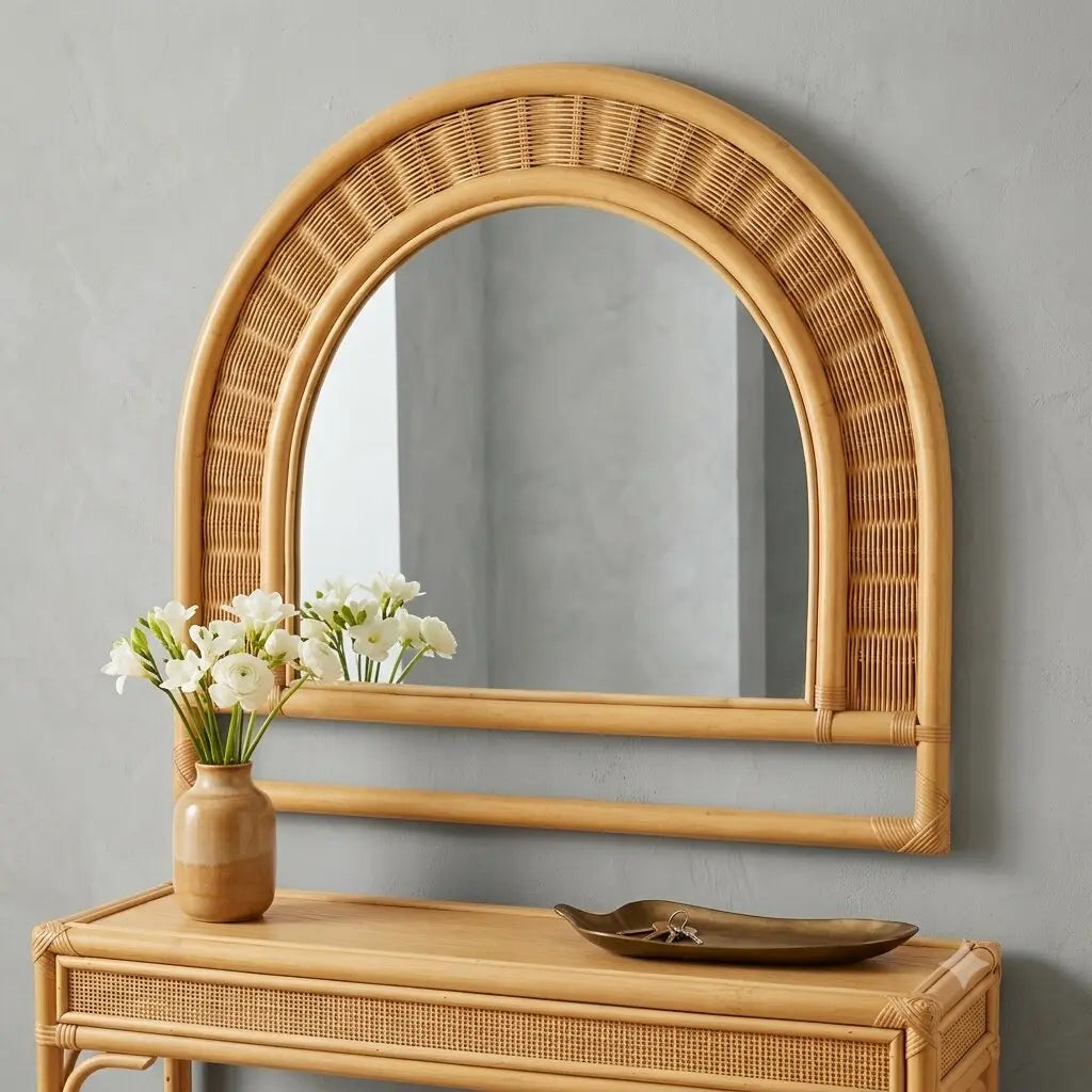 Vintage Wall Mirror Bamboo Design Italy 1980s