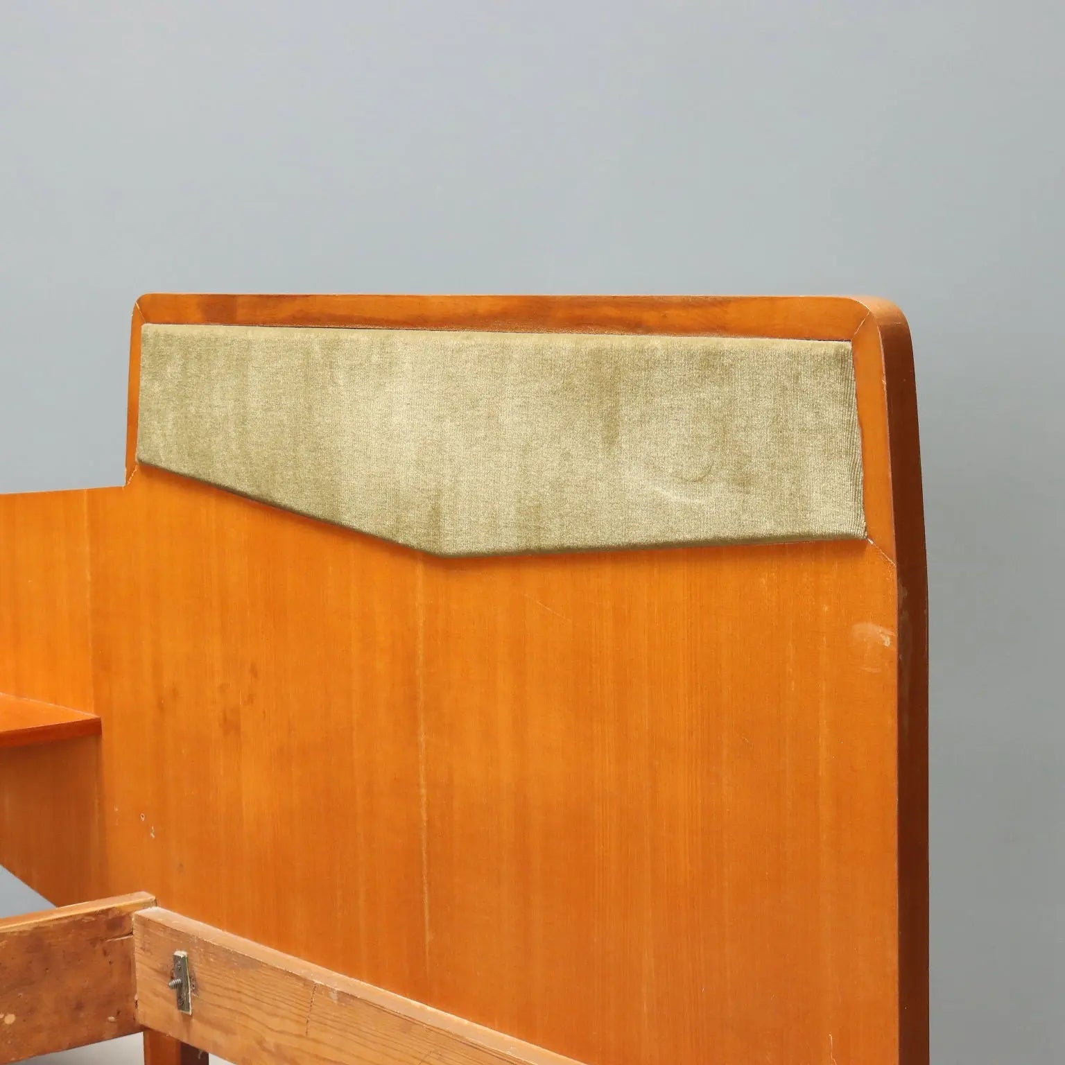 Vintage Single Bed Teak Fabric Design Italy 1960s