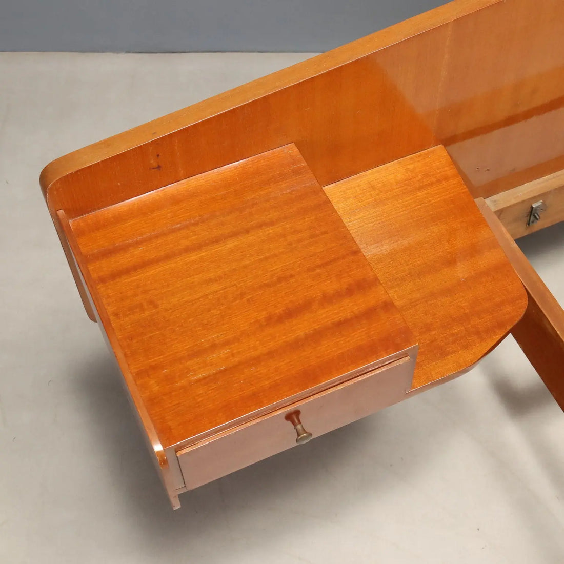 Vintage Single Bed Teak Fabric Design Italy 1960s